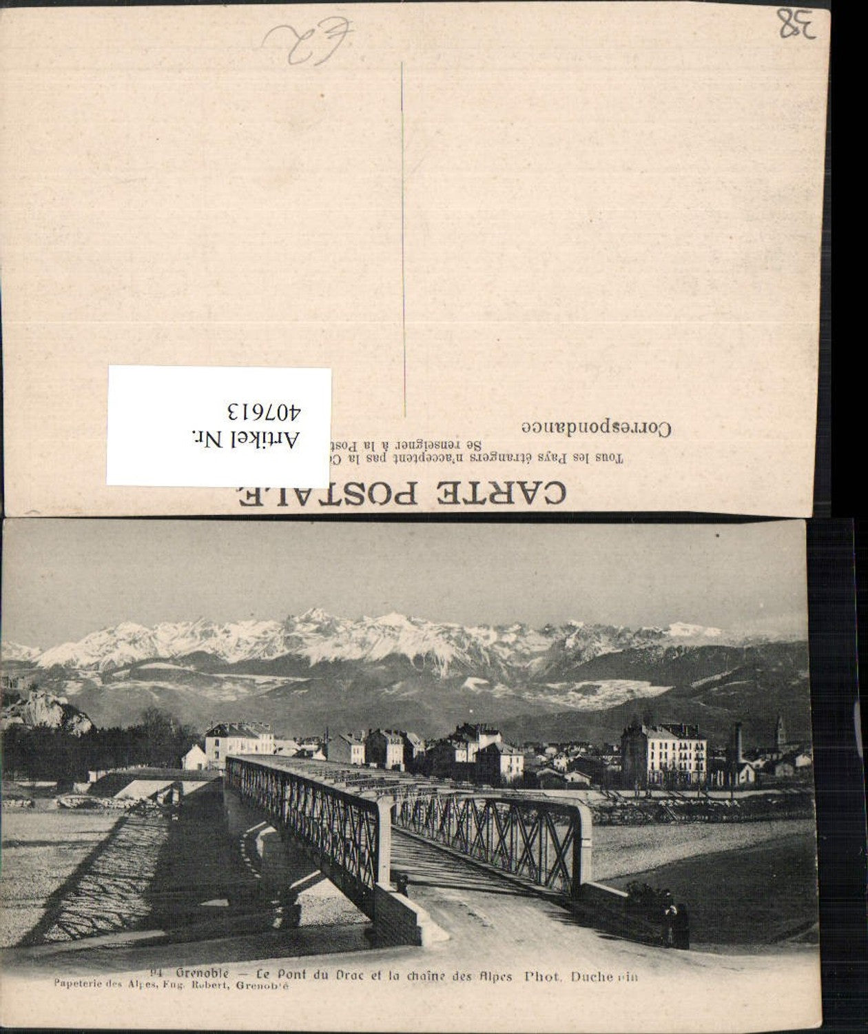 407613,Rhone-Alpes Isere Grenoble Pont du Drac Brücke Bergkulisse