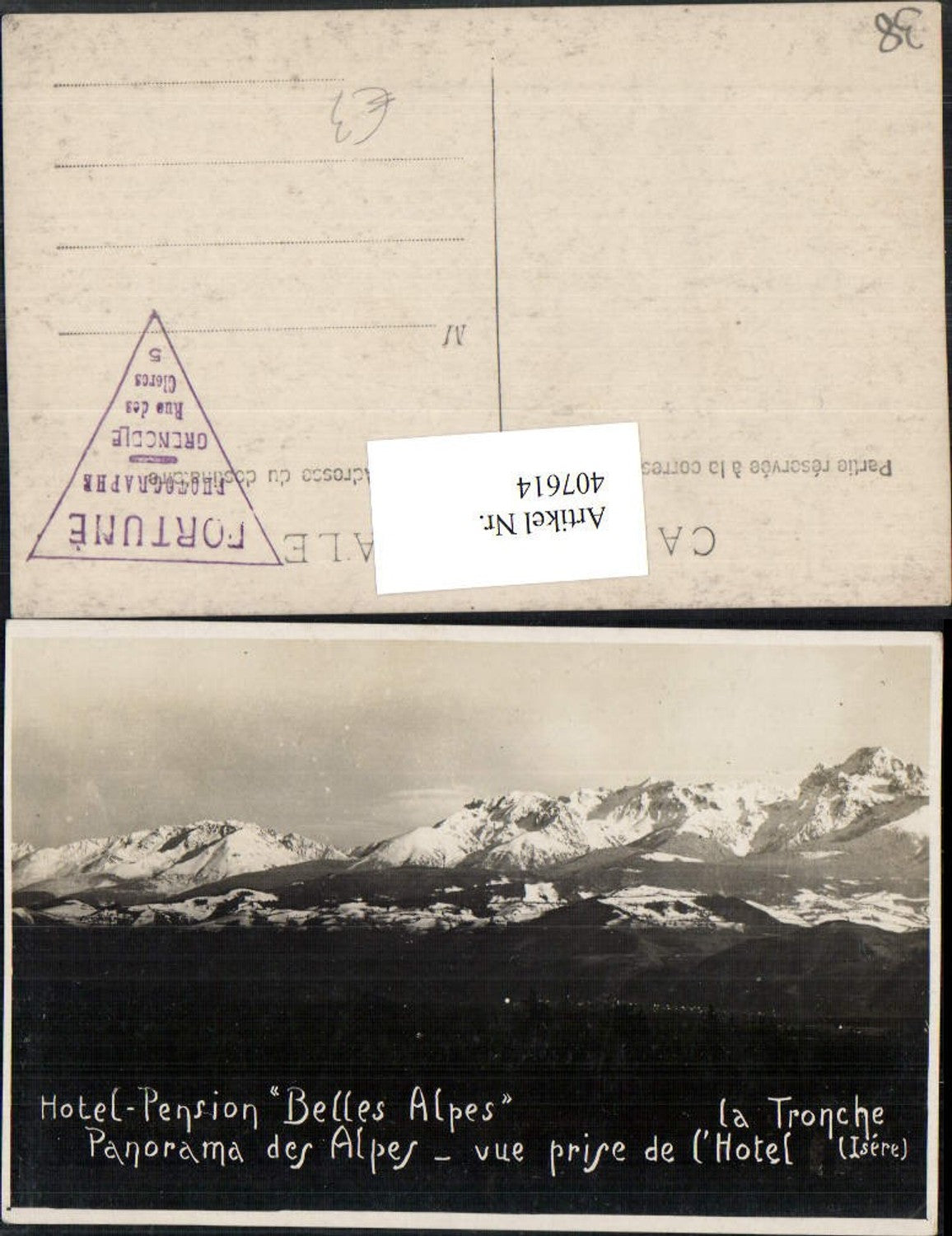 407614,Rhone-Alpes Isere La Tronche Panorama Alpes vue prise de Hotel Belles Alpes Bergkulisse