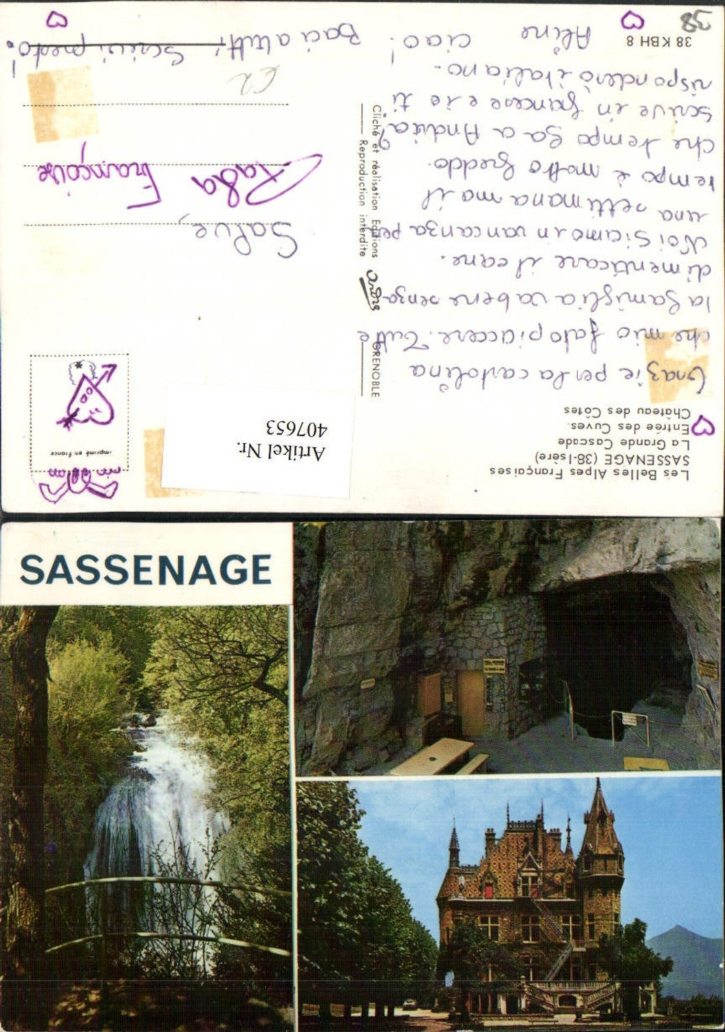 407653,Rhone-Alpes Isere Sassenage Chateau Cascade Cuves Waterfall Castle Cave