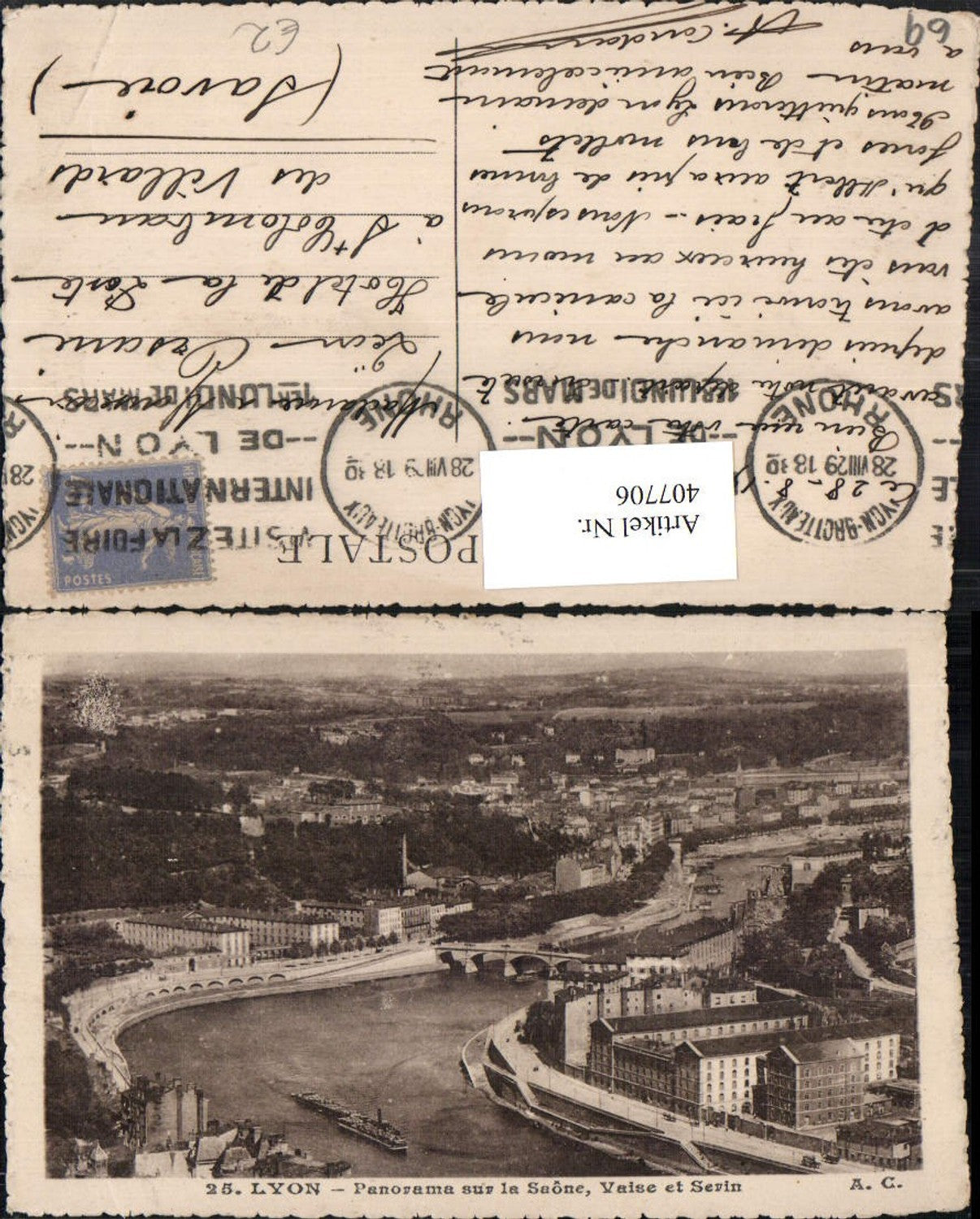 407706,Rhone-Alpes Rhone Lyon Panorama sur la Saone Totale