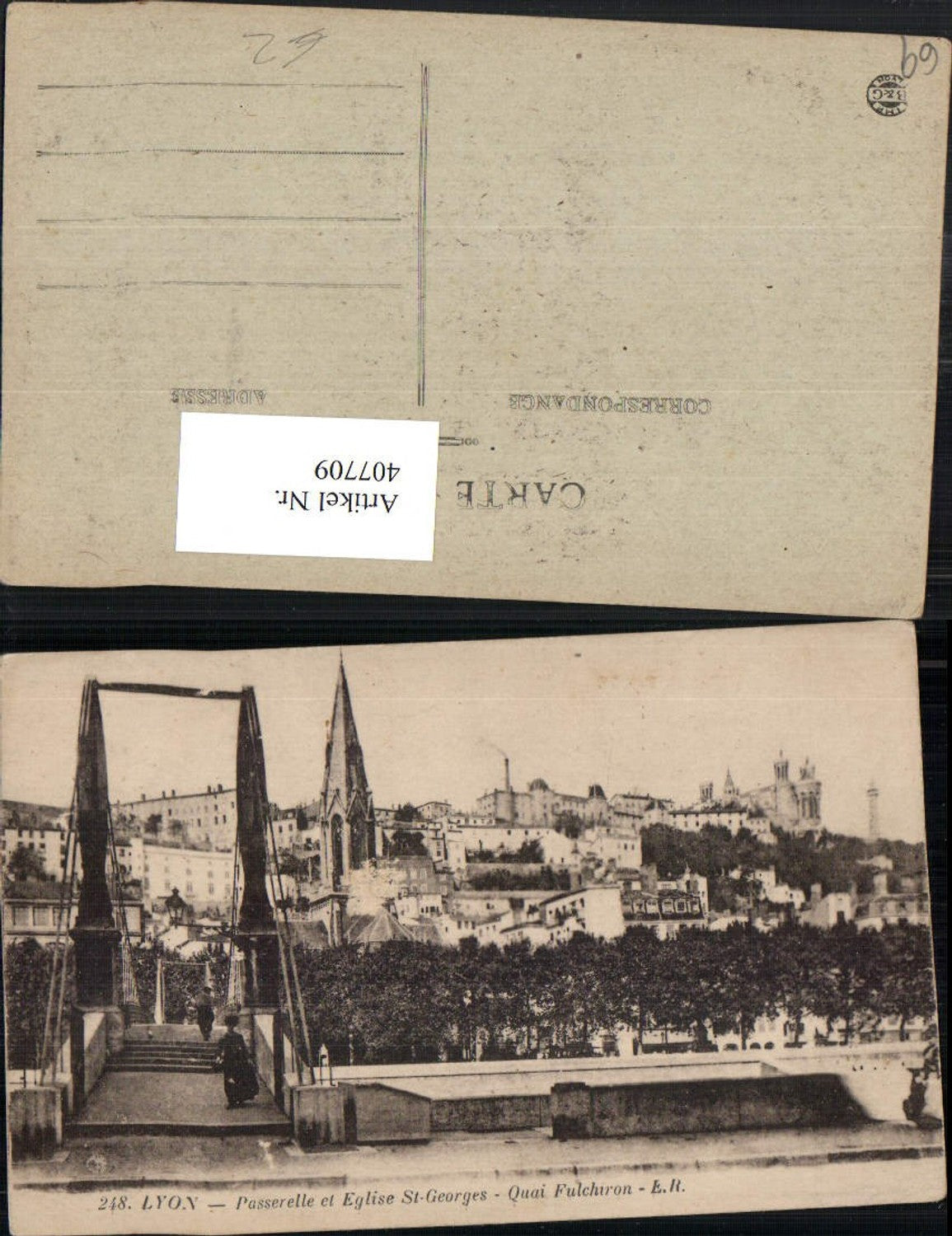 407709,Rhone-Alpes Rhone Lyon Passerelle et Eglise St-Georges Brücke