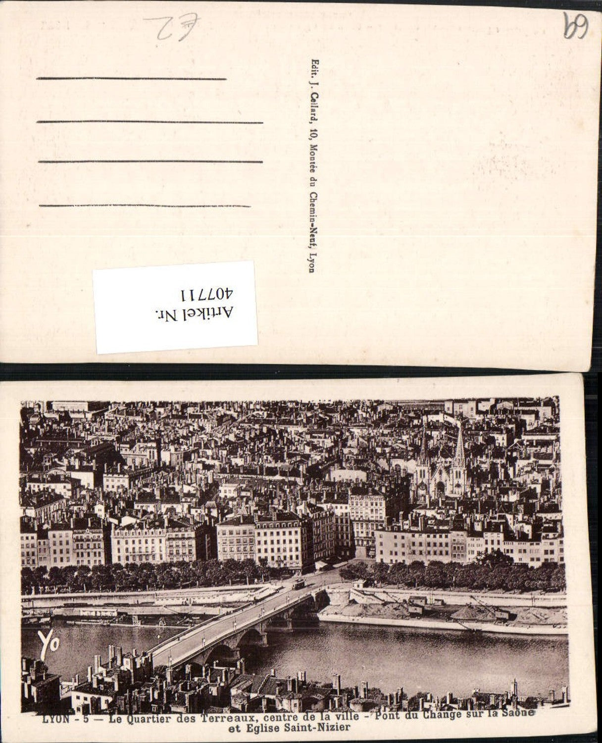 407711,Rhone-Alpes Rhone Lyon Quartier des Terreaux Teilansicht Brücke