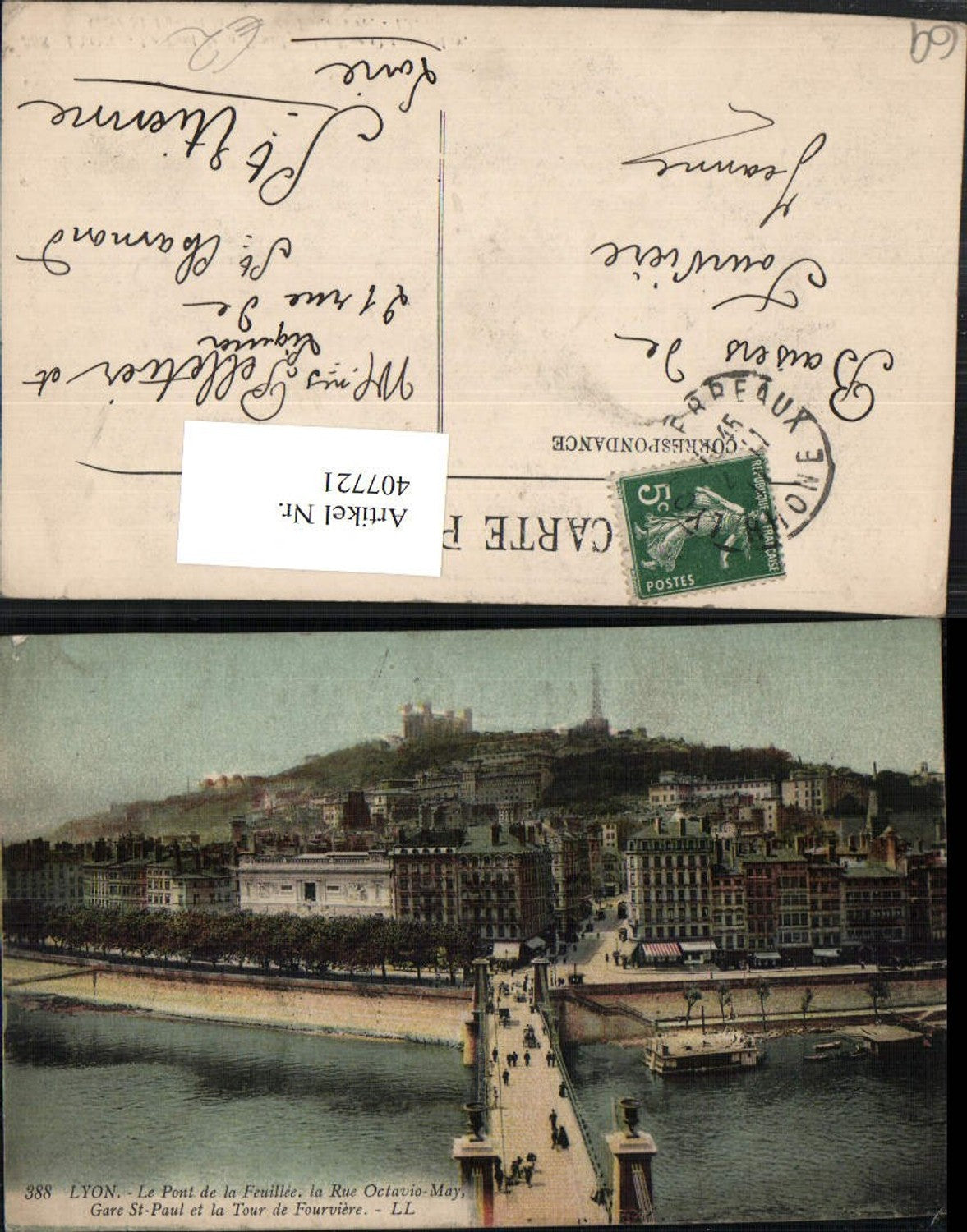 407721,Rhone-Alpes Rhone Lyon Pont de la Feuillee Teilansicht Brücke