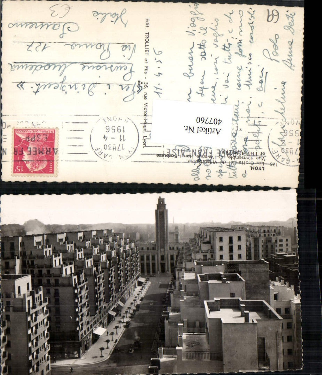 407760,Rhone-Alpes Rhone Lyon Les Gratte-ciel de Villeurbonne Teilansicht