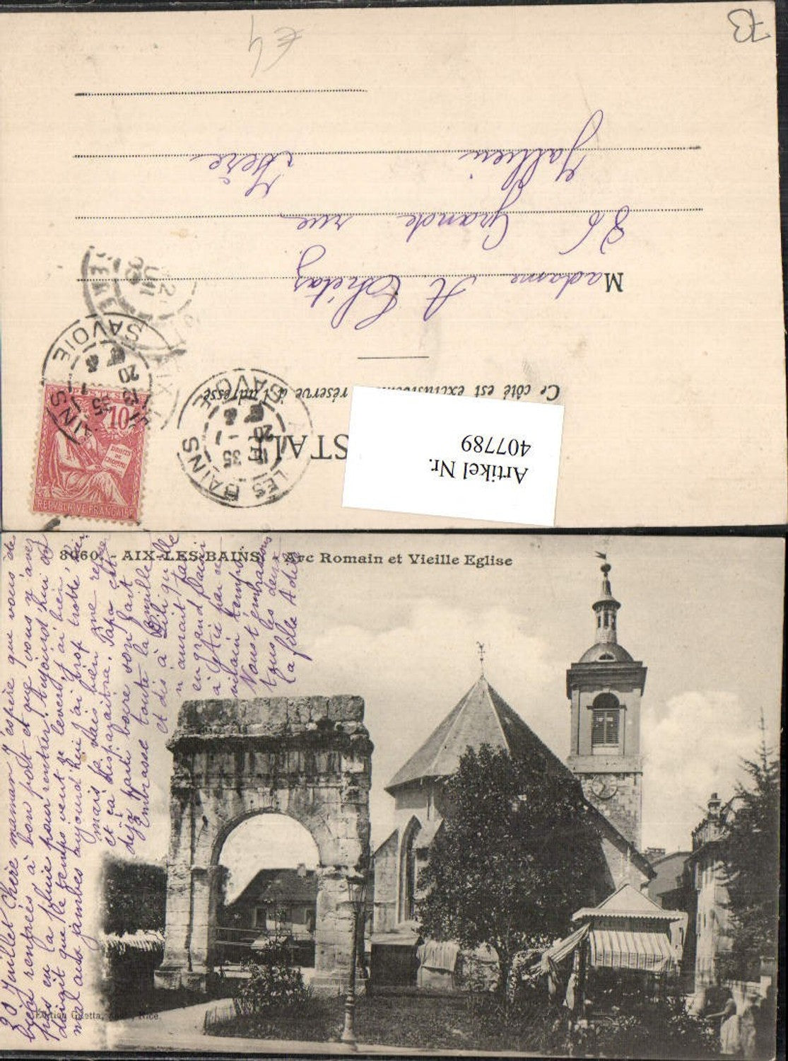 407789,Rhone-Alpes Savoie Aix-les-Bains Arc Romain et Vieille Eglise Kirche