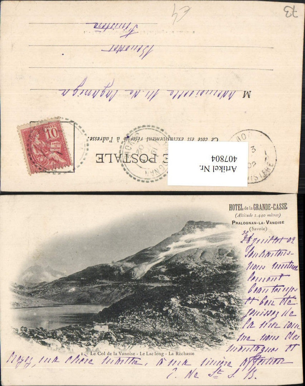 407804,Rhone-Alpes Savoie Le Col de la Vanoise Lac long La Rechasse See Bergkulisse