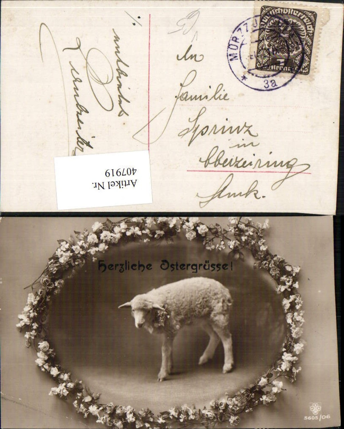 407919, Easter Lamb Passepartout Flowers pub RPH SBW 5605/06