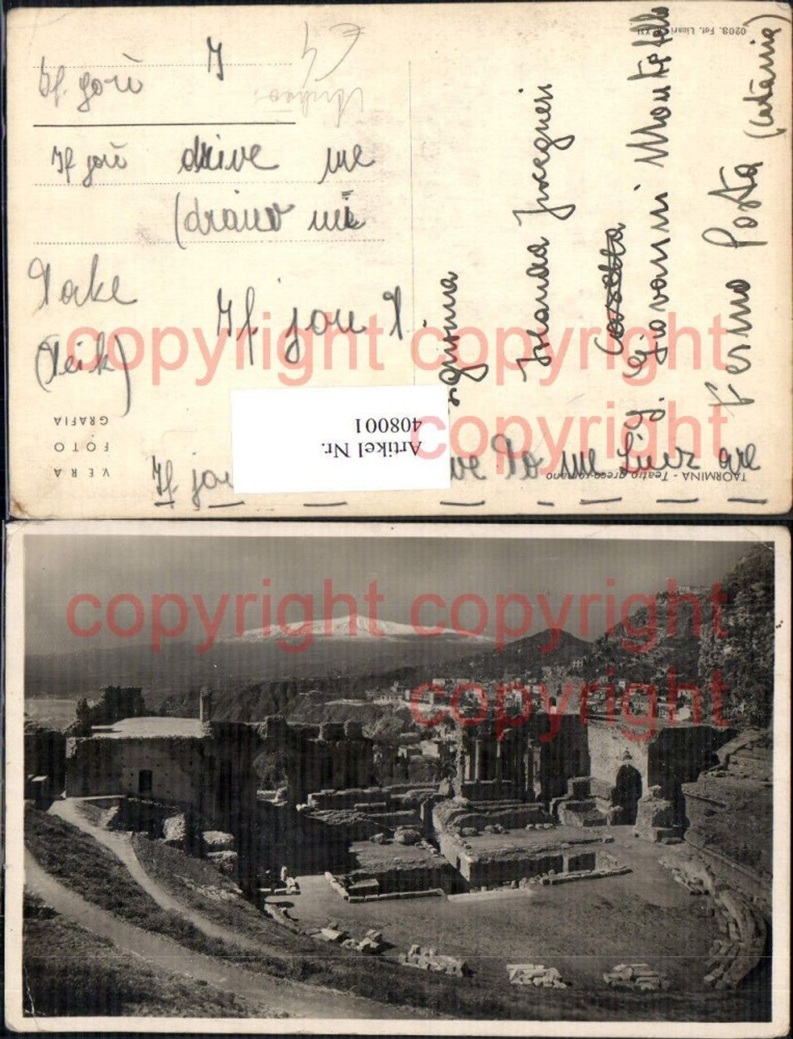 408001,Taormina Teatro greco romano Theater Amphitheater Archäologie Ausgrabung