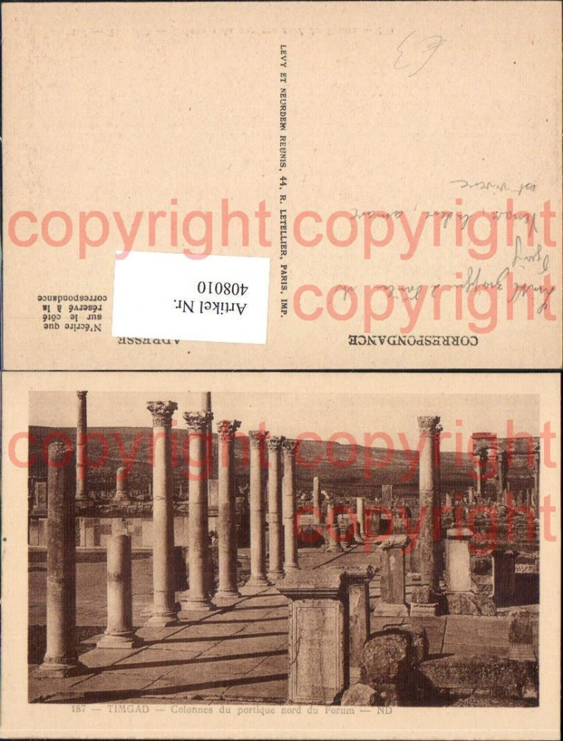 408010,Timgad Colonnes du portique nord du Forum Archäologie Ausgrabung