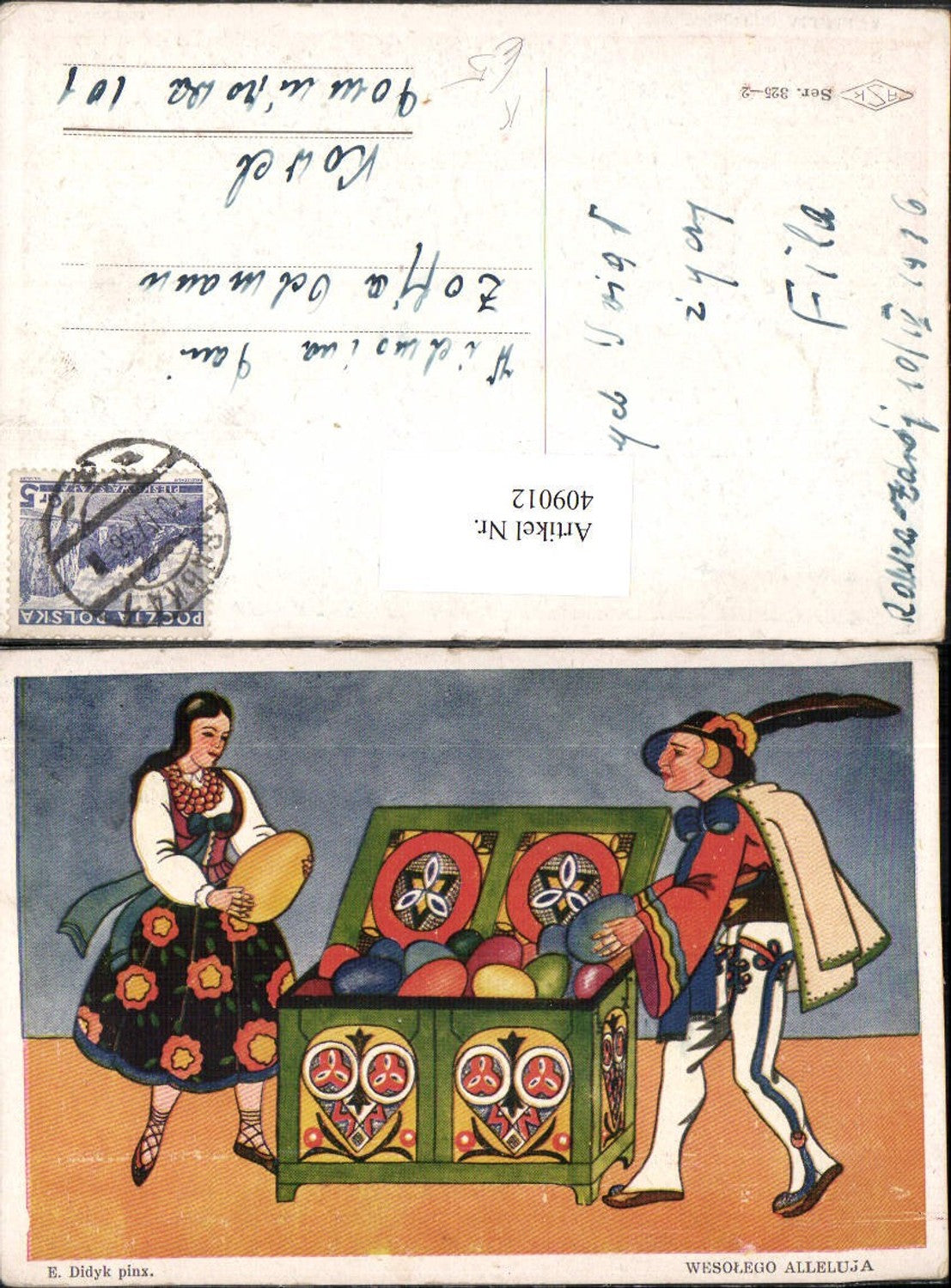 409012, Artist AK E. Didyk Easter Polish costume box Easter eggs Eggs