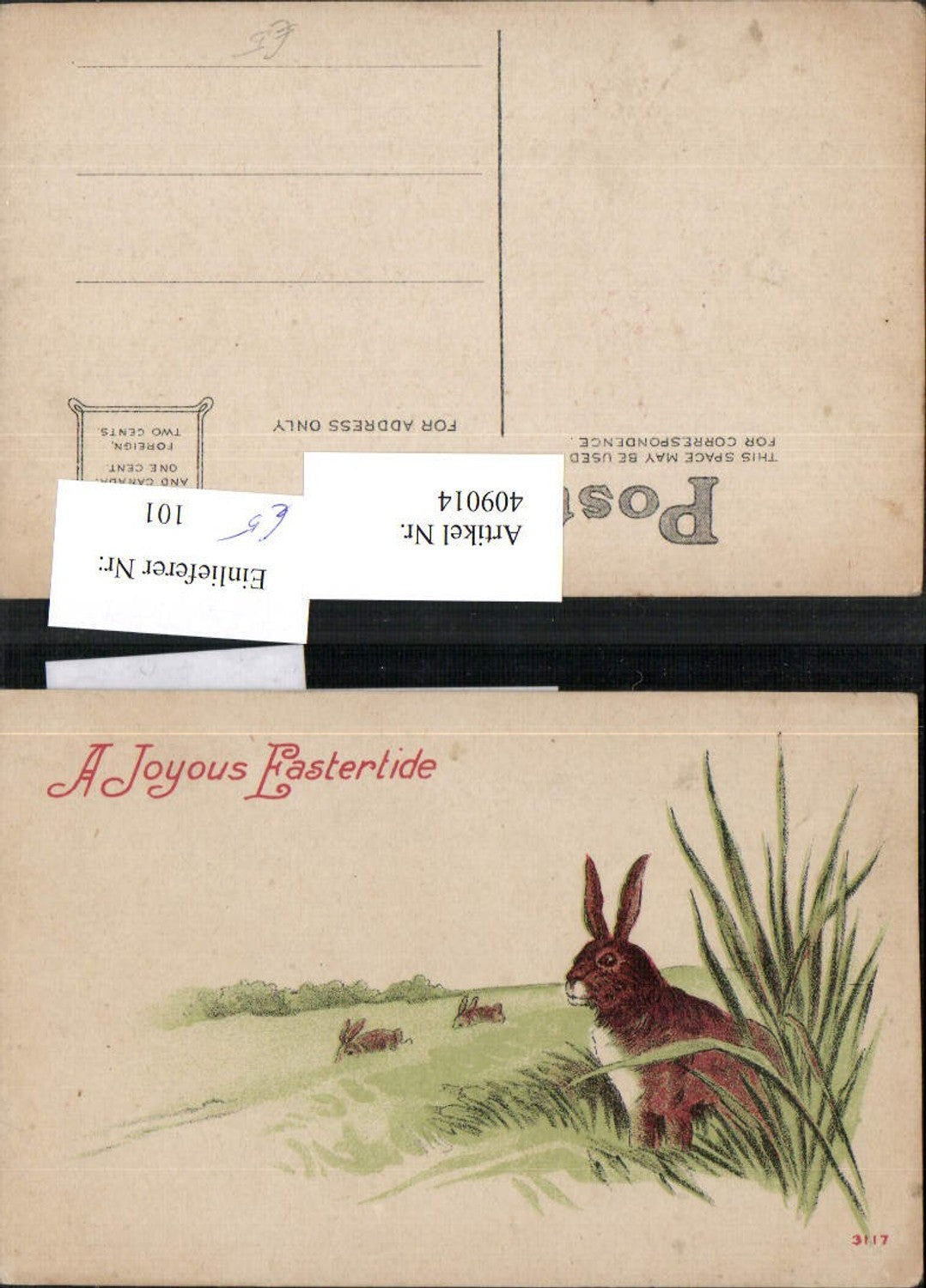 409014, Artist AK Easter Landscape Rabbits