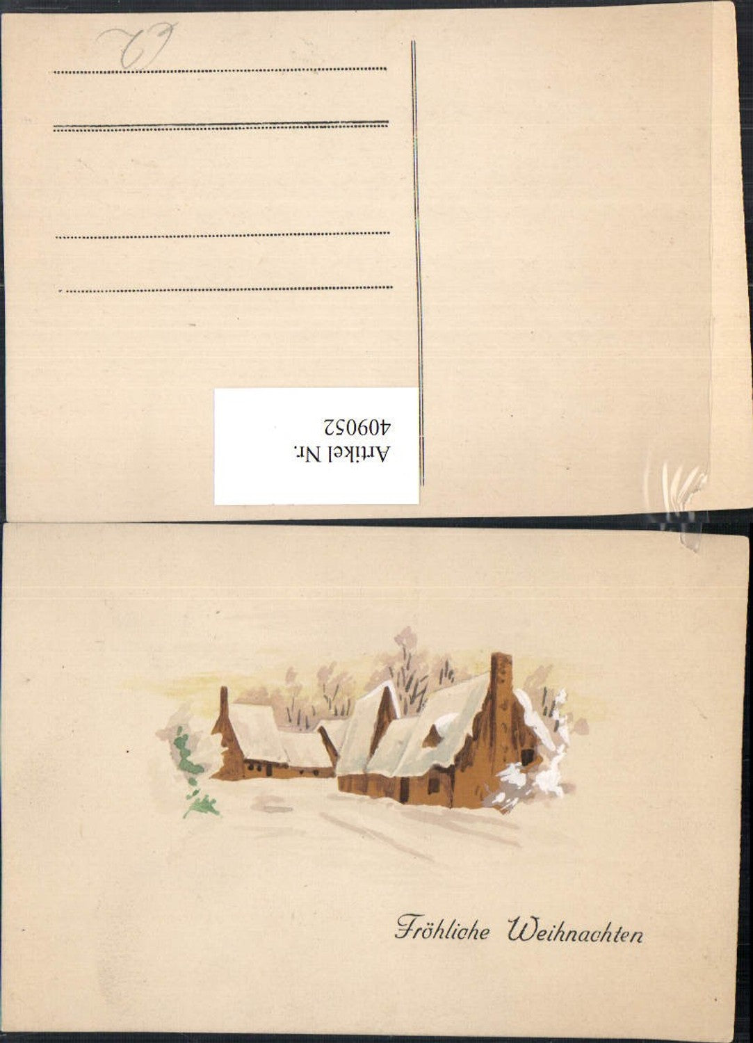 409052,Künstler AK Weihnachten Winterlandschaft Häuser