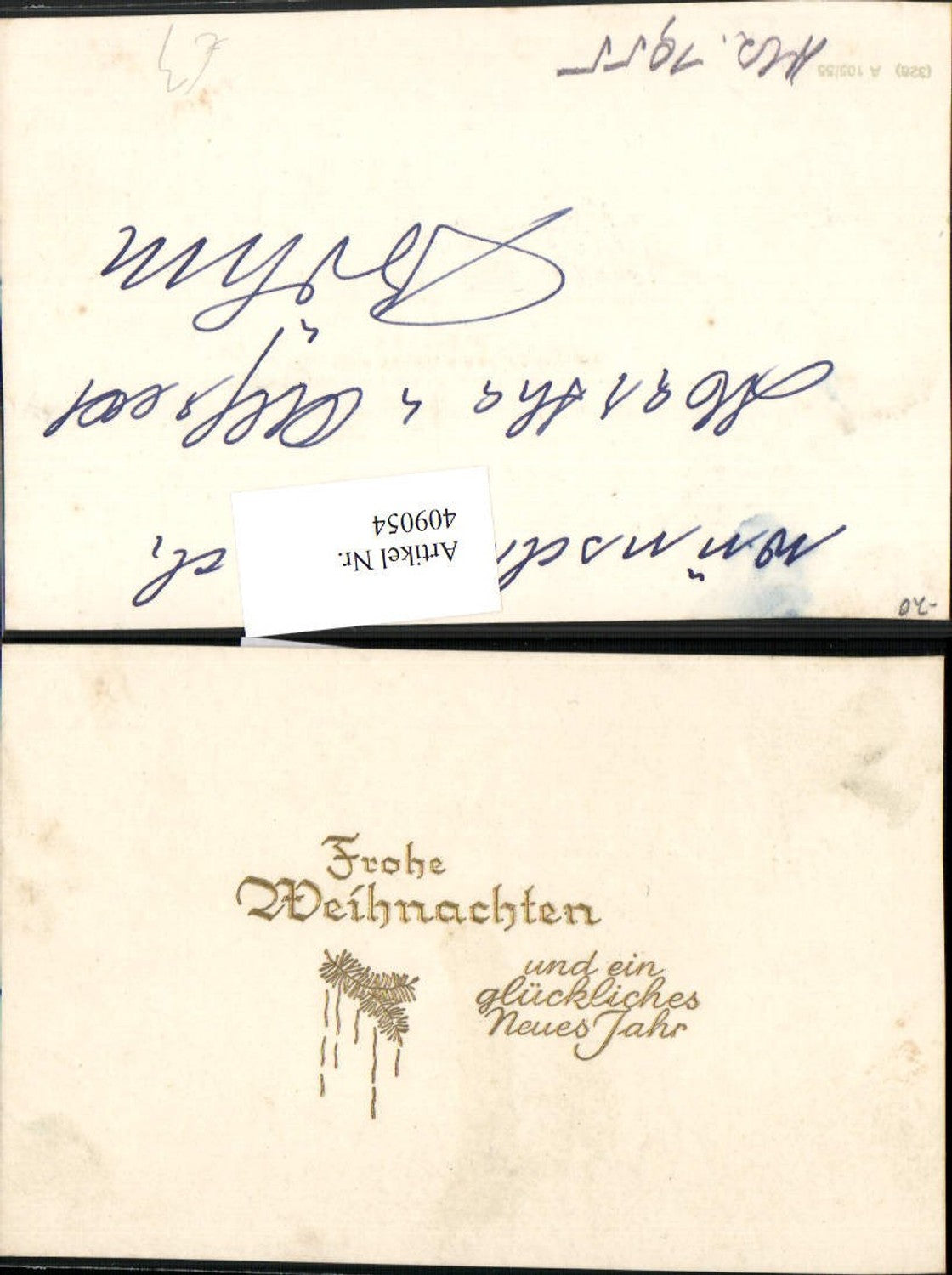 409054,Weihnachten Neujahr Goldschrift Tannenzweig