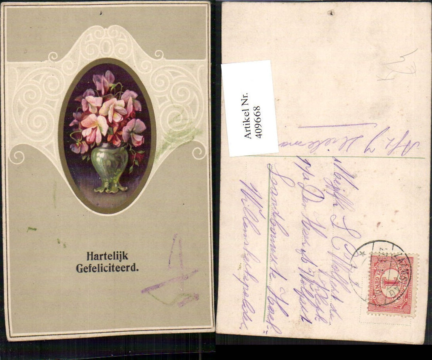 409668,Künstler AK Blumen Vase