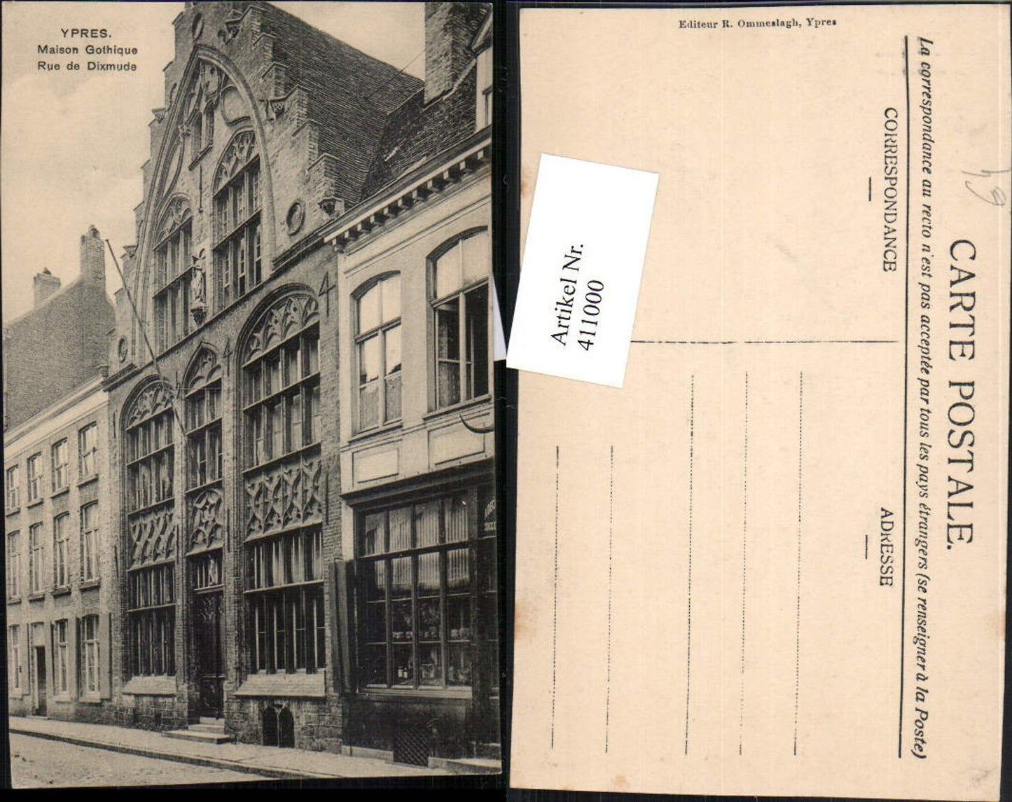 411000,Belgium Ypres Ypern Maison Gothique Gebäude