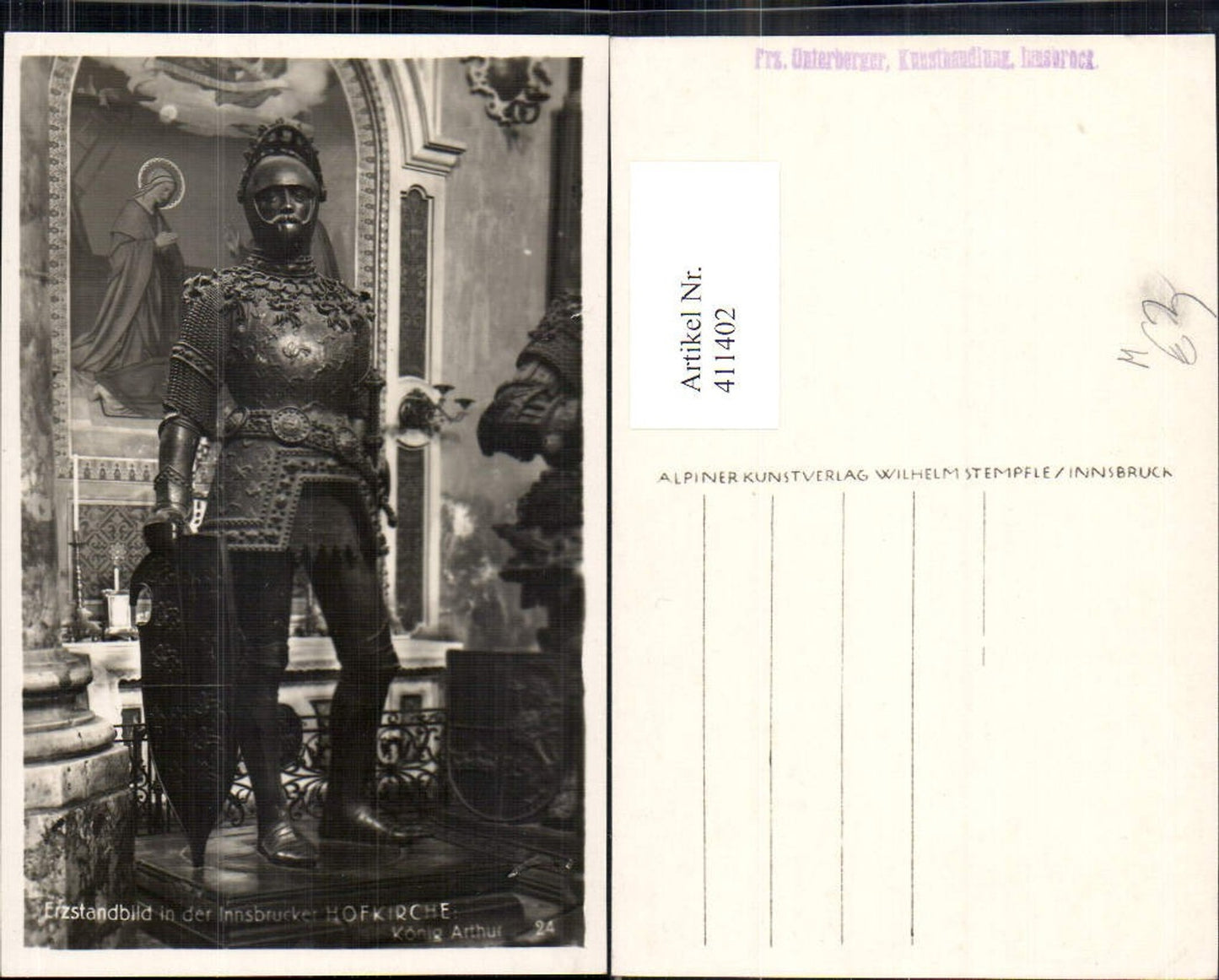 411402,Foto Ak Erzstandbild Innsbruck Hofkirche König Arthur Ritter Rüstung Mittelalter