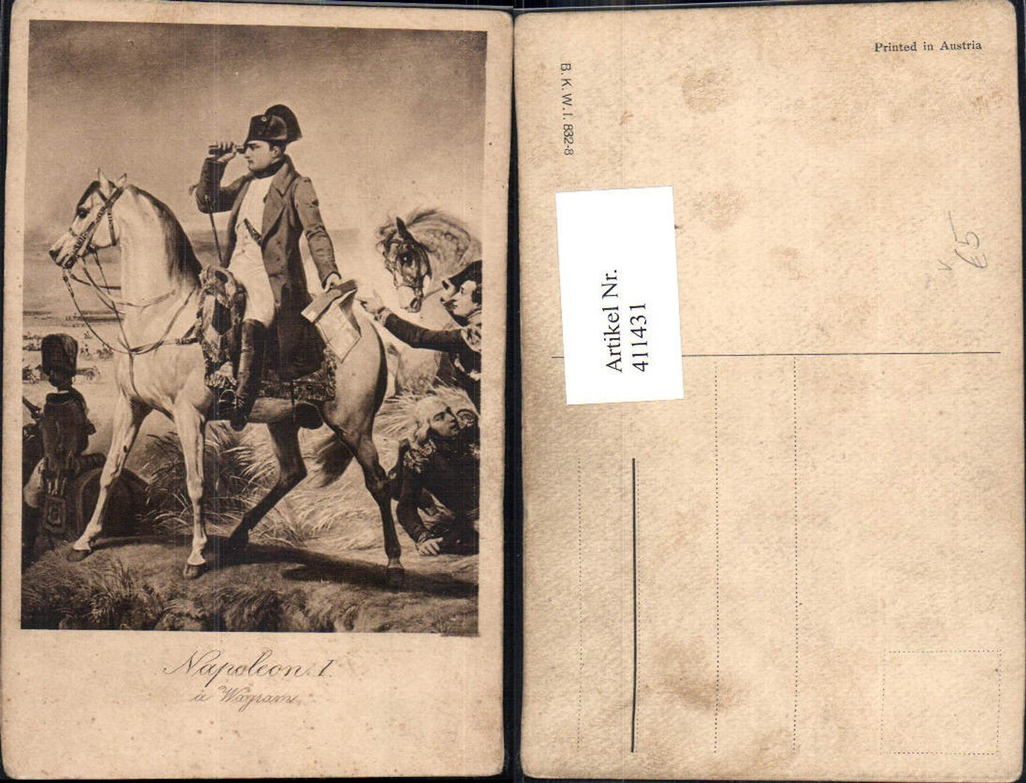 411431,Künstler Ak Napoleon I a Wagram Pferd Fernglas Frühe Neuzeit pub B.K.W.I. 832/8