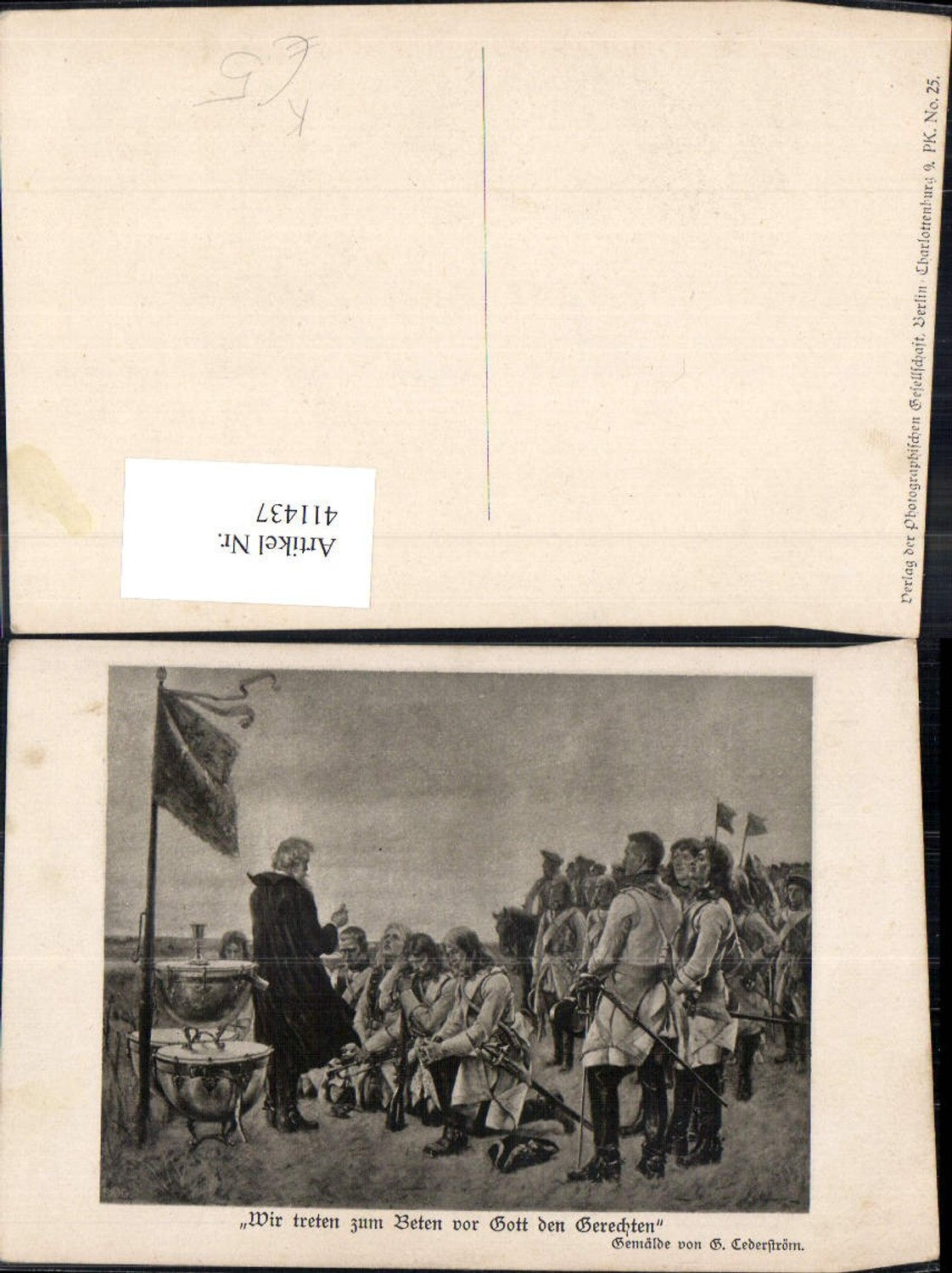 411437,Künstler Ak G. Lederström Wir treten zum Beten v. Gott der Gerechten 19 Jhdt. Religion