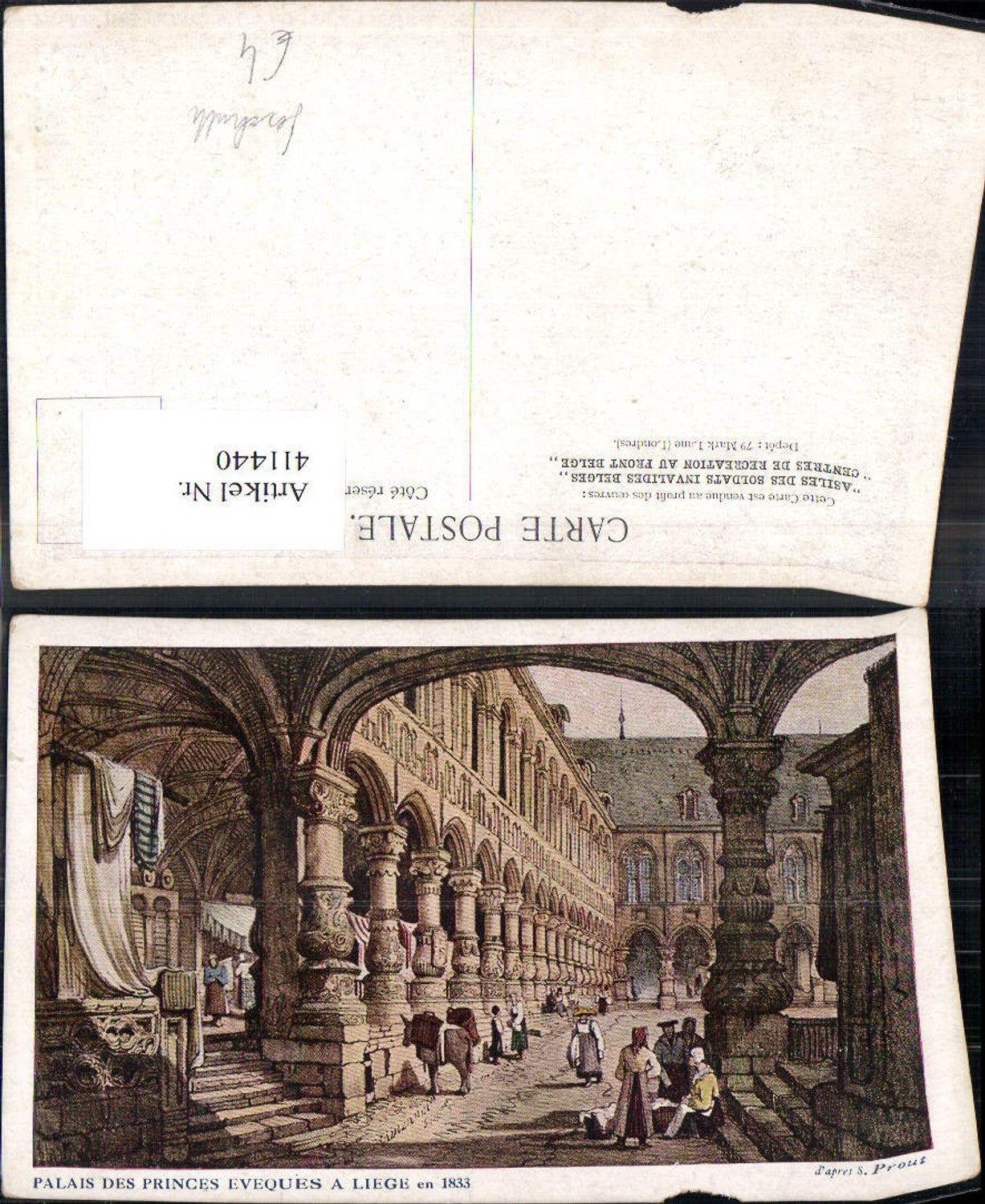 411440,Künstler Ak S. Prout 19 Jhdt. Palais des Princes Eveques a Liege en 1833