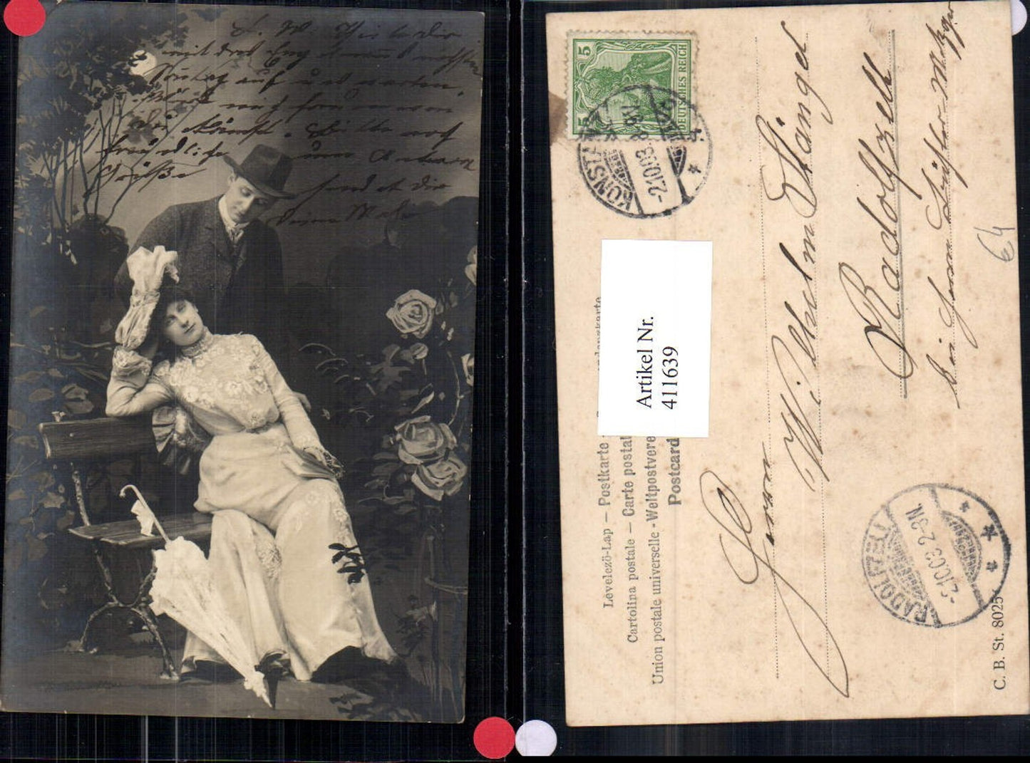 411639,Paar b. Bank Rosen Blumen Liebe