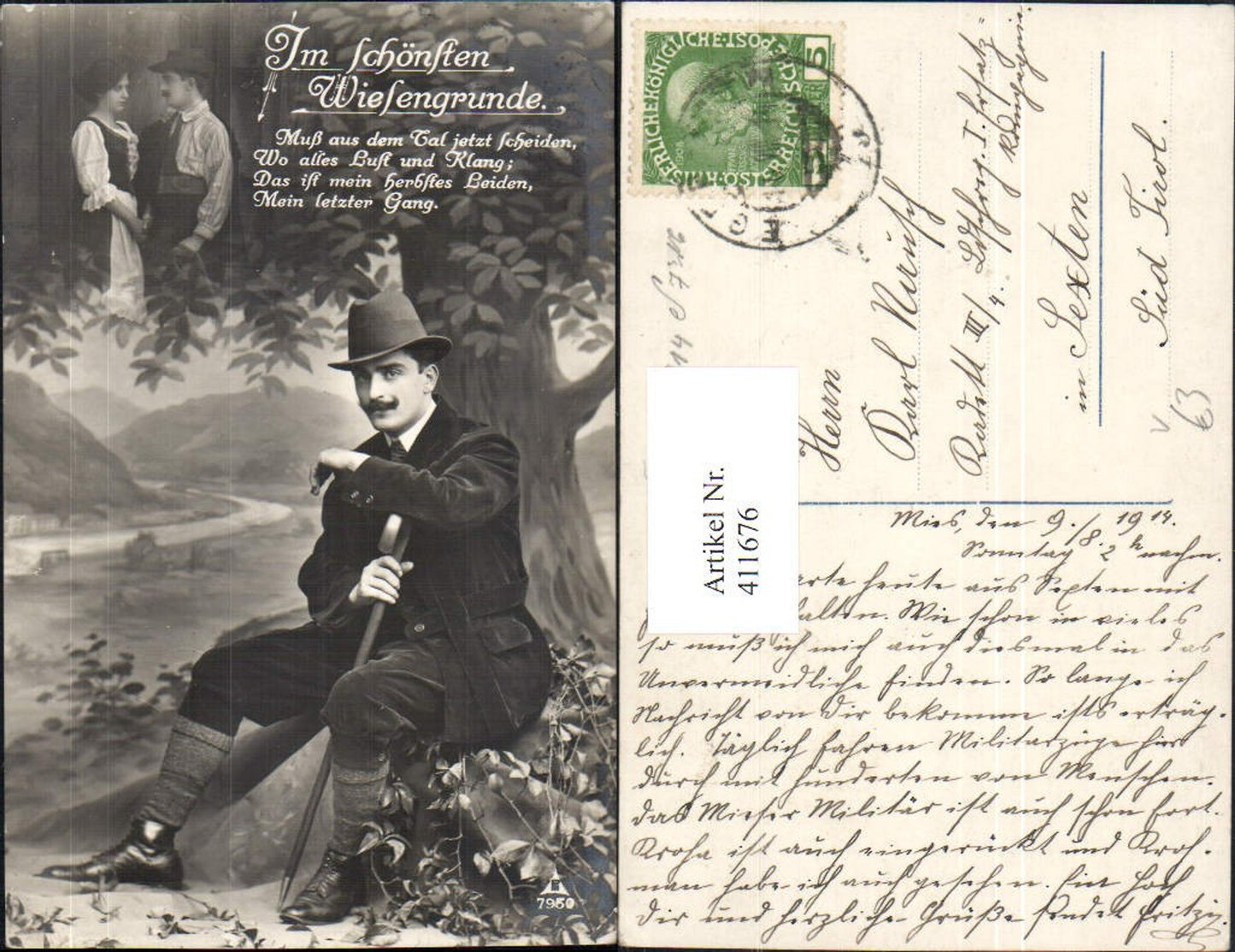 411676,Paar Mann m. Hut Im schönen Wiesengrund Liebe pub Photochemie 7950