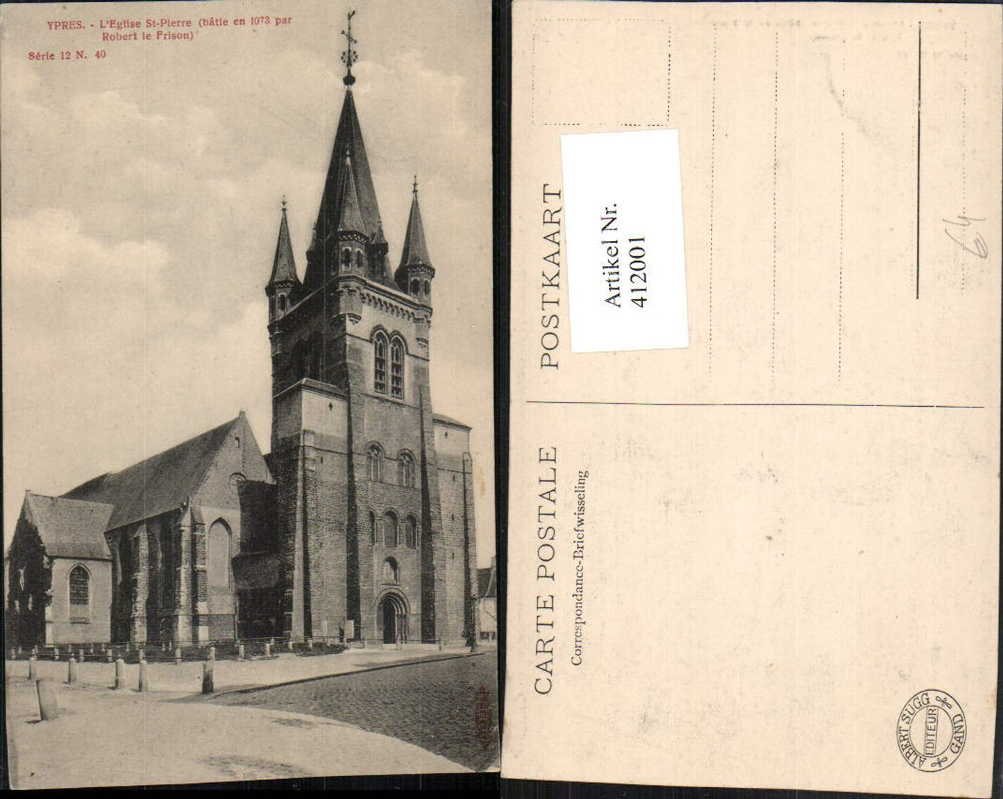 412001,Belgium Ypres Ypern L'Eglise St-Pierre Kirche