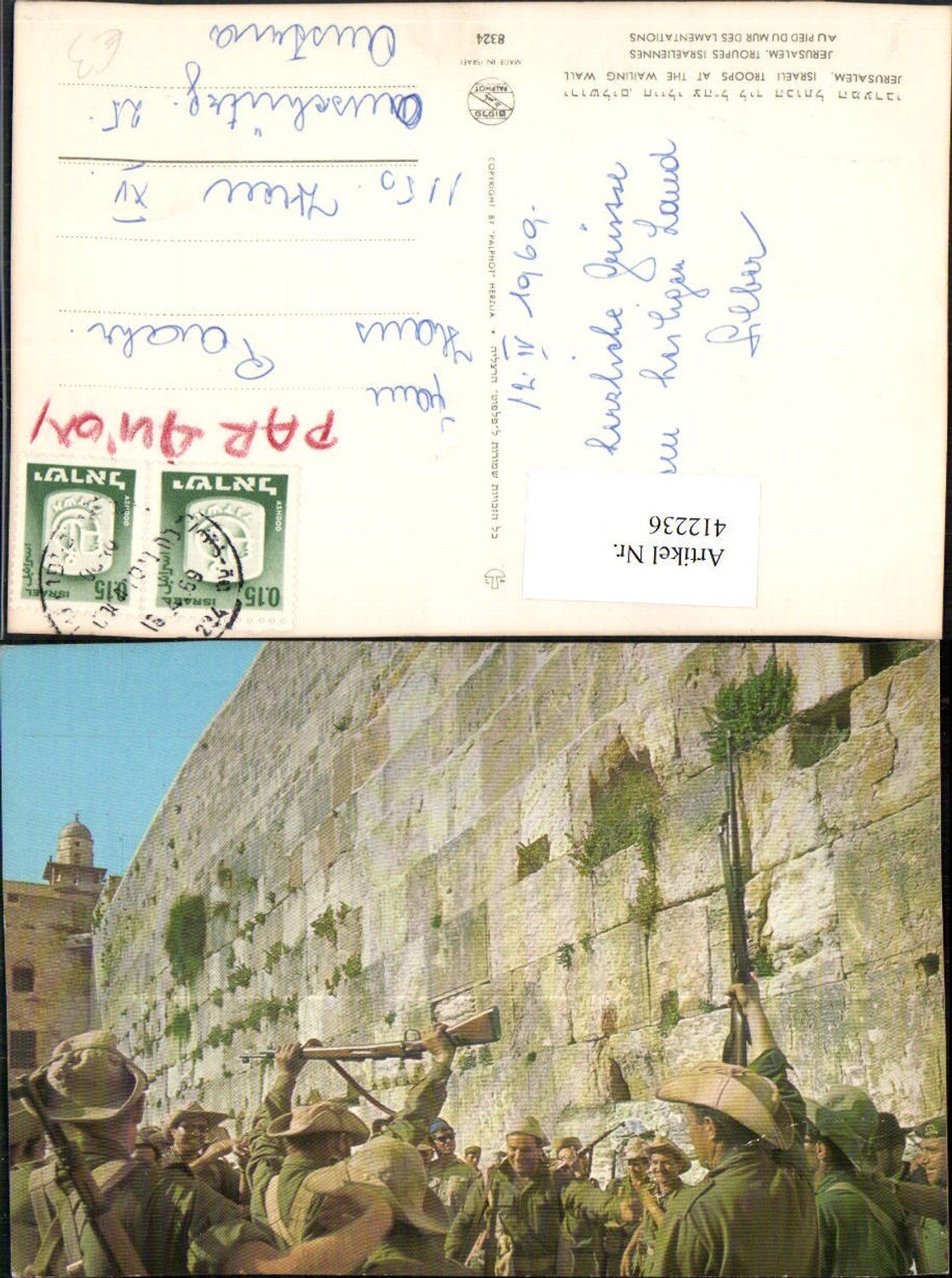 412236,Israel Jerusalem Troops at the wailing Wall Klagemauer