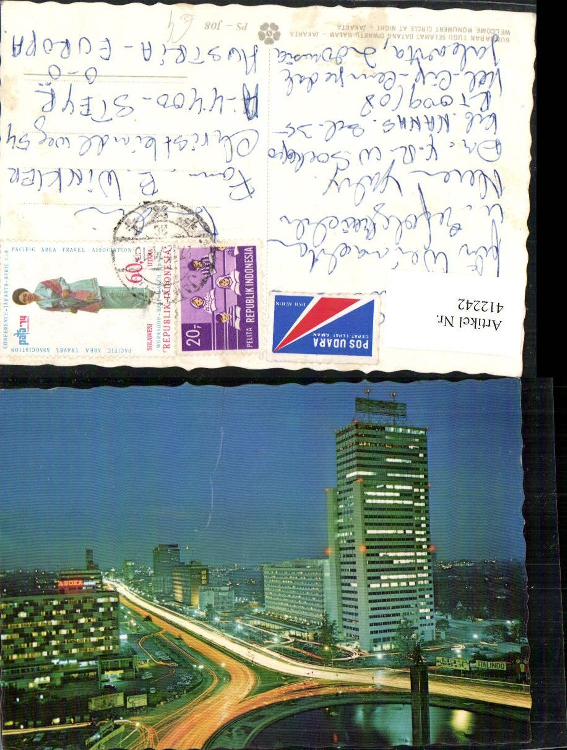 412242,Indonesia Jakarta Welcome Monument Circle at Night Teilansicht