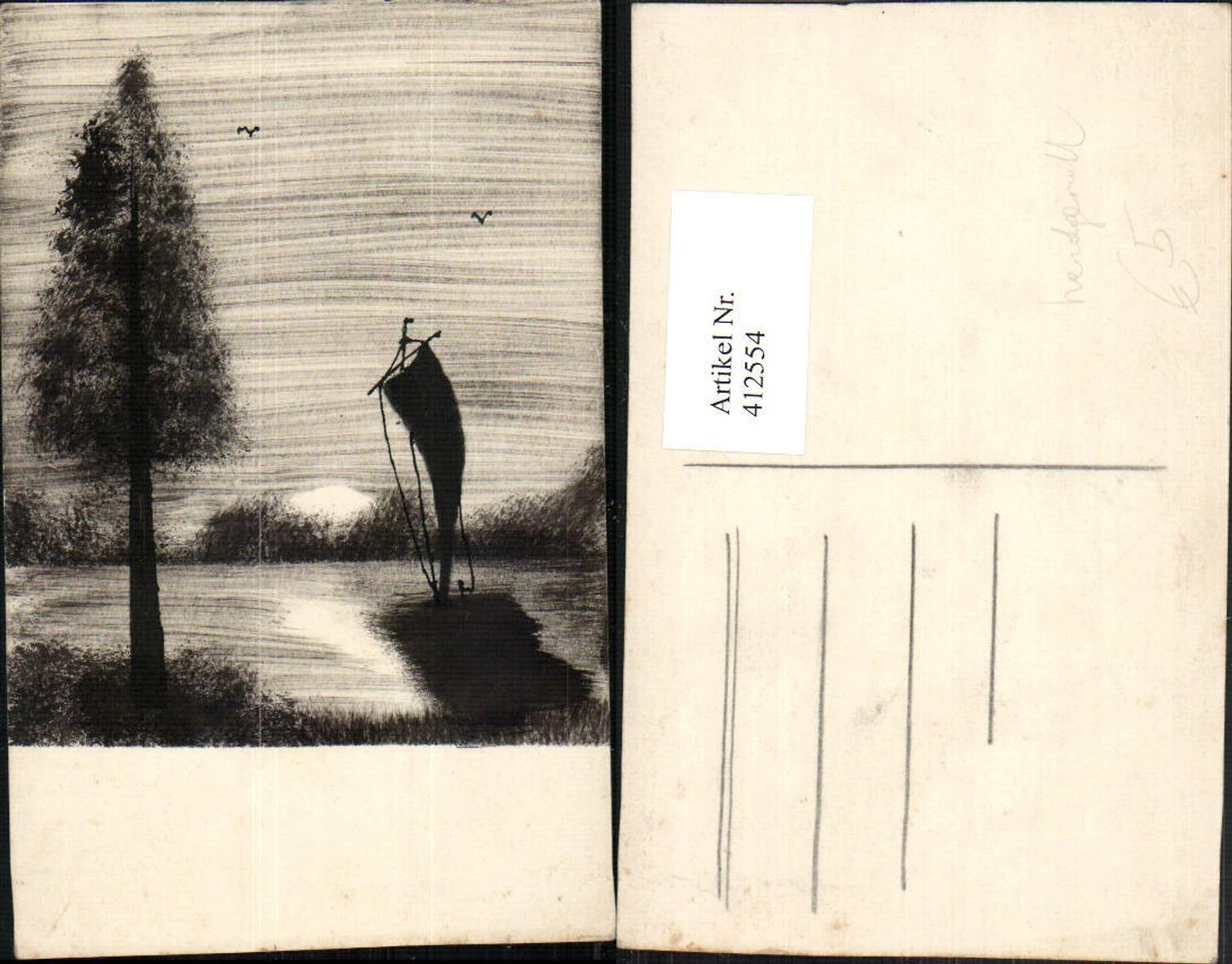 412554,Künstler AK Handgemalt Japan Landschaft Segelboot
