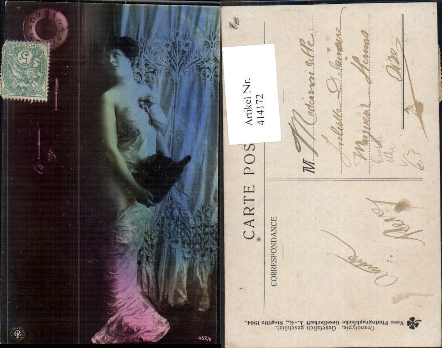 414172,Frau Kleid Sekt Sektkübel Uhr Standuhr Erotik pub NPG 452/5