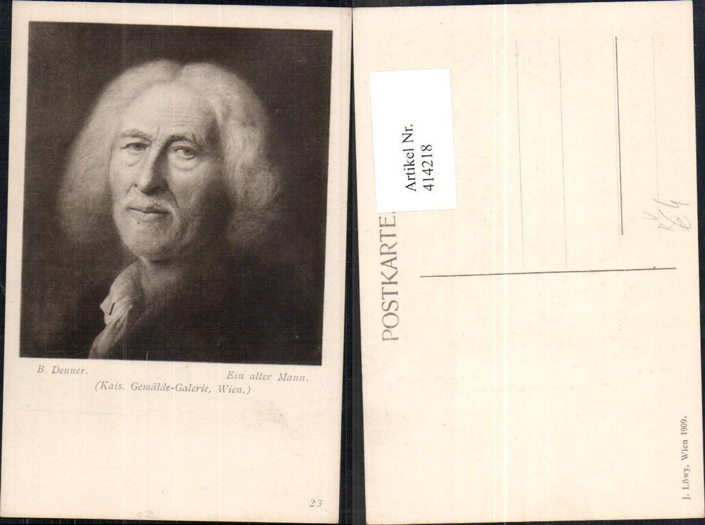 414218,Künstler Ak B. Denner Ein alter Mann Portrait pub J. Löwy Wien 23