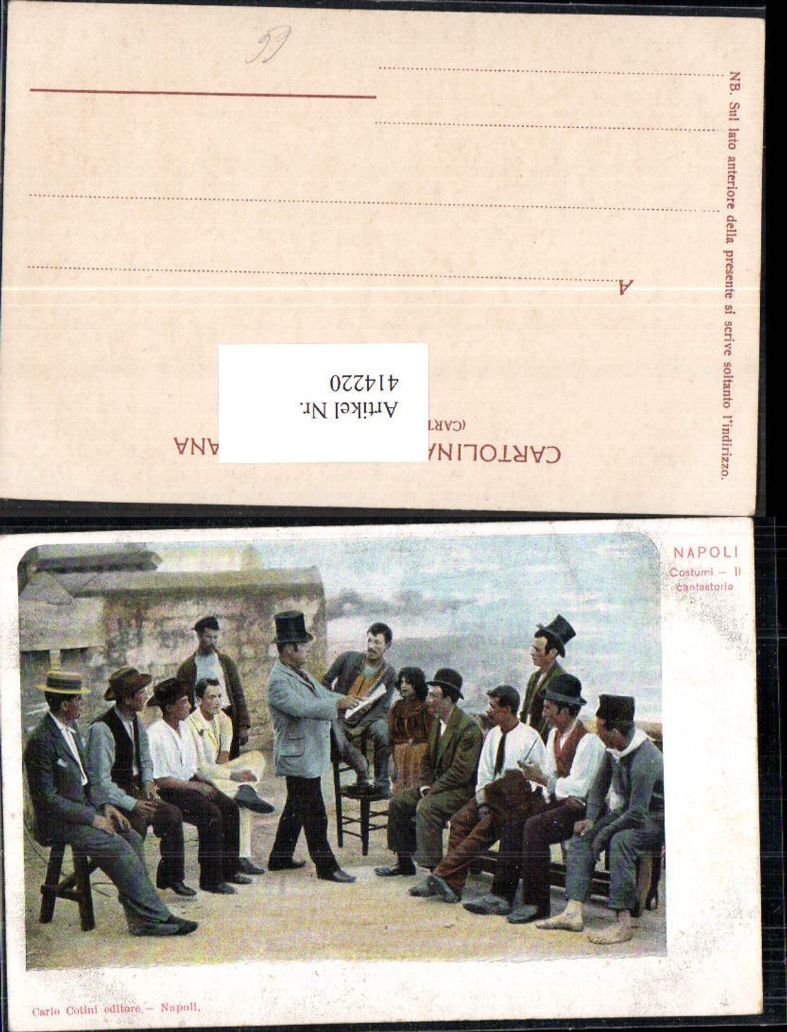 414220,Napoli Costumi Il cantastorie Volkstypen Italien Mann Männer