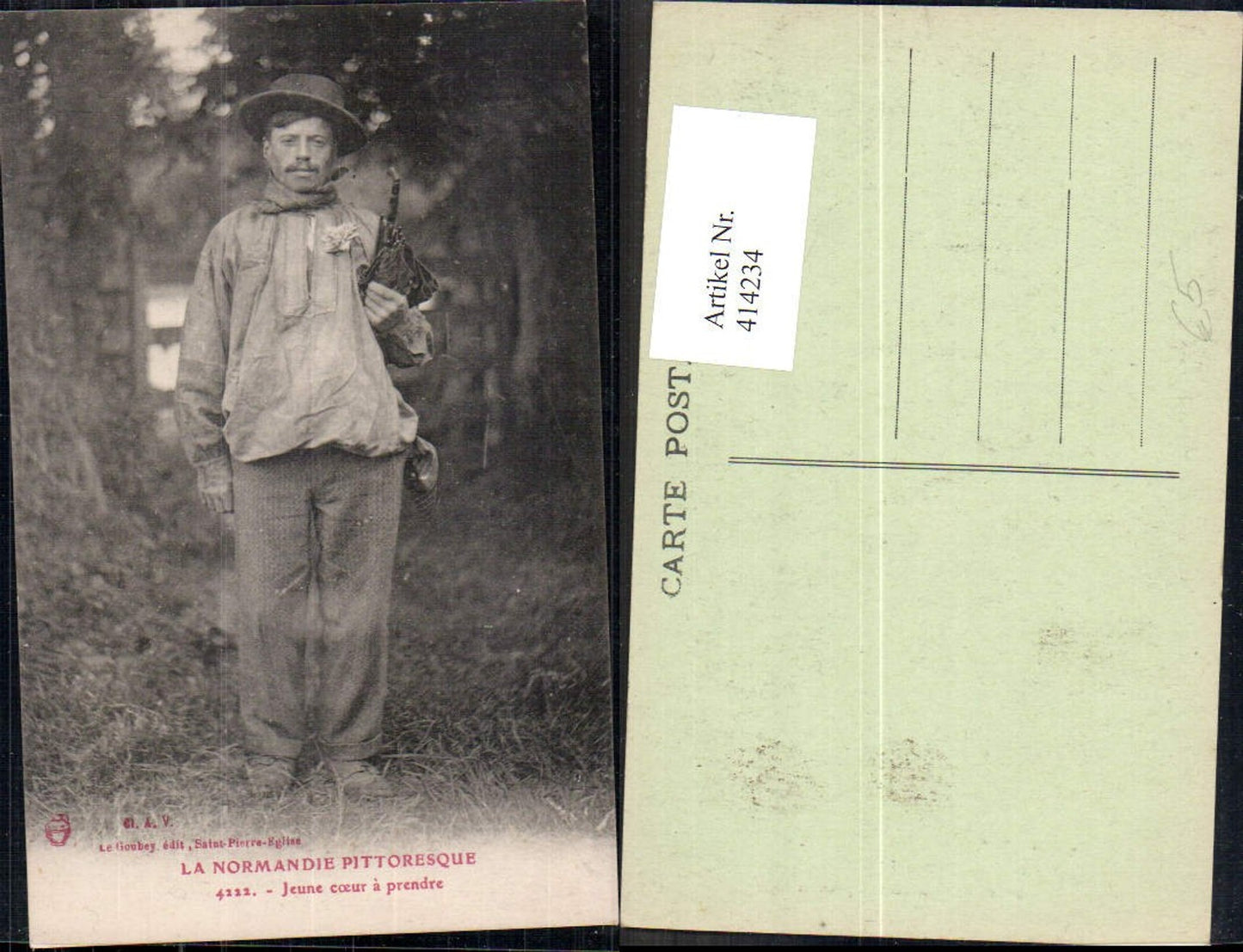 414234,Mann Schirm Hut La Normandie Pittoresque Jeune coeur a prendre