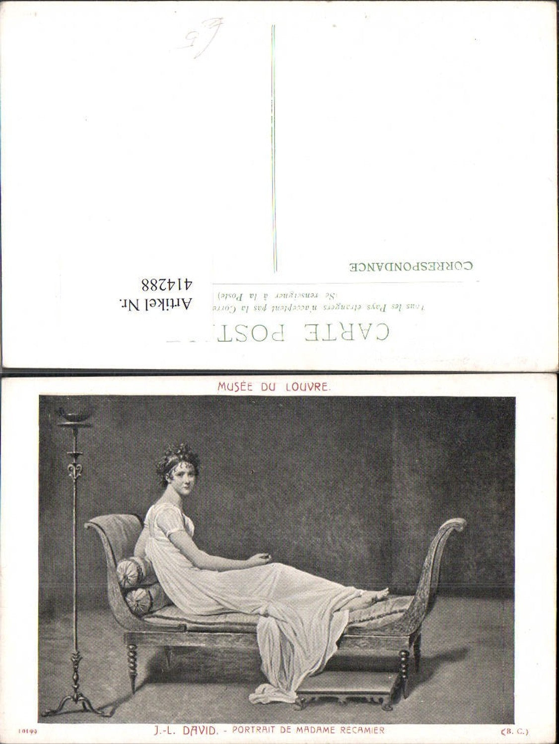 414288,Künstler Ak J. L. David Portrait de Madame Recamier Frau