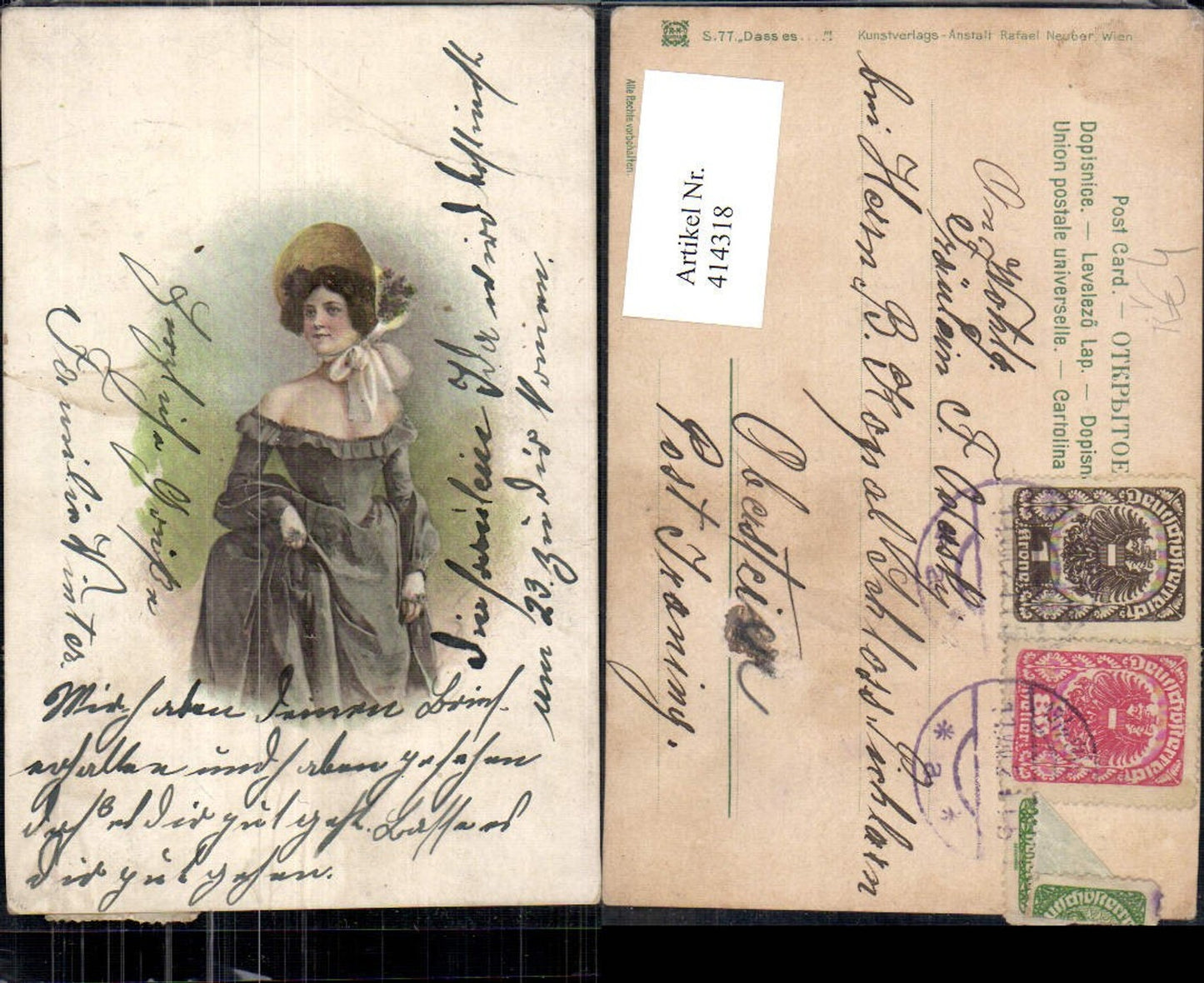 414318,Künstler Ak Frau Hut Hutmode Portrait pub Rafael Neuber 77