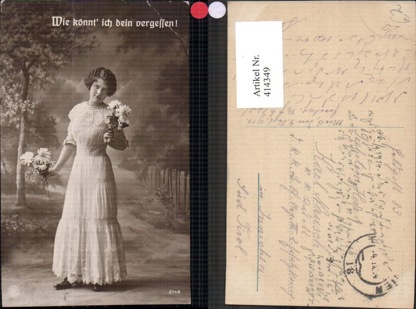 414349,Frau Kleid Blumenstrauß Wie könnt ich dein vergessen pub NPG 2748