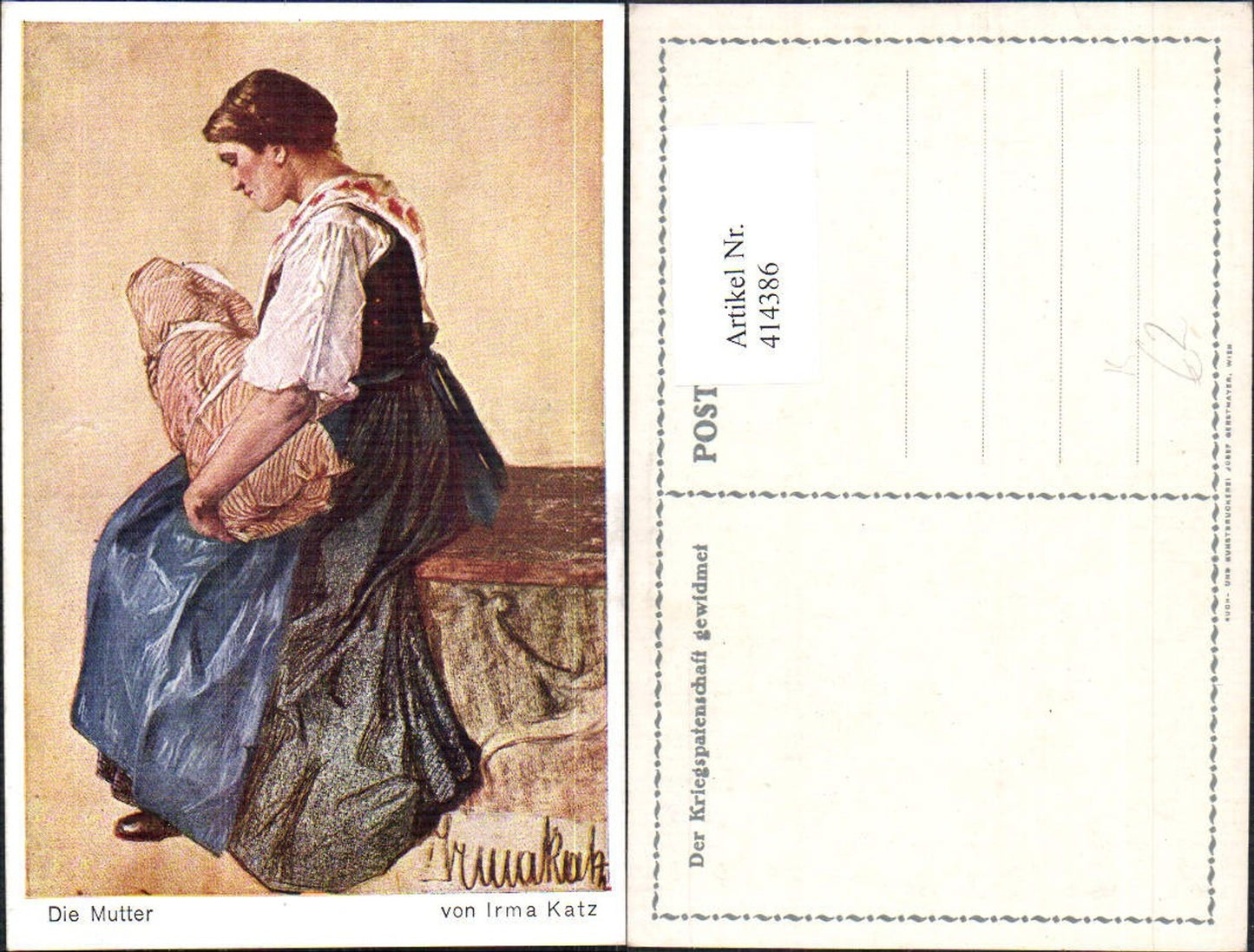 414386,Künstler Ak Irma Katz Die Mutter Frau als Mutter Kind