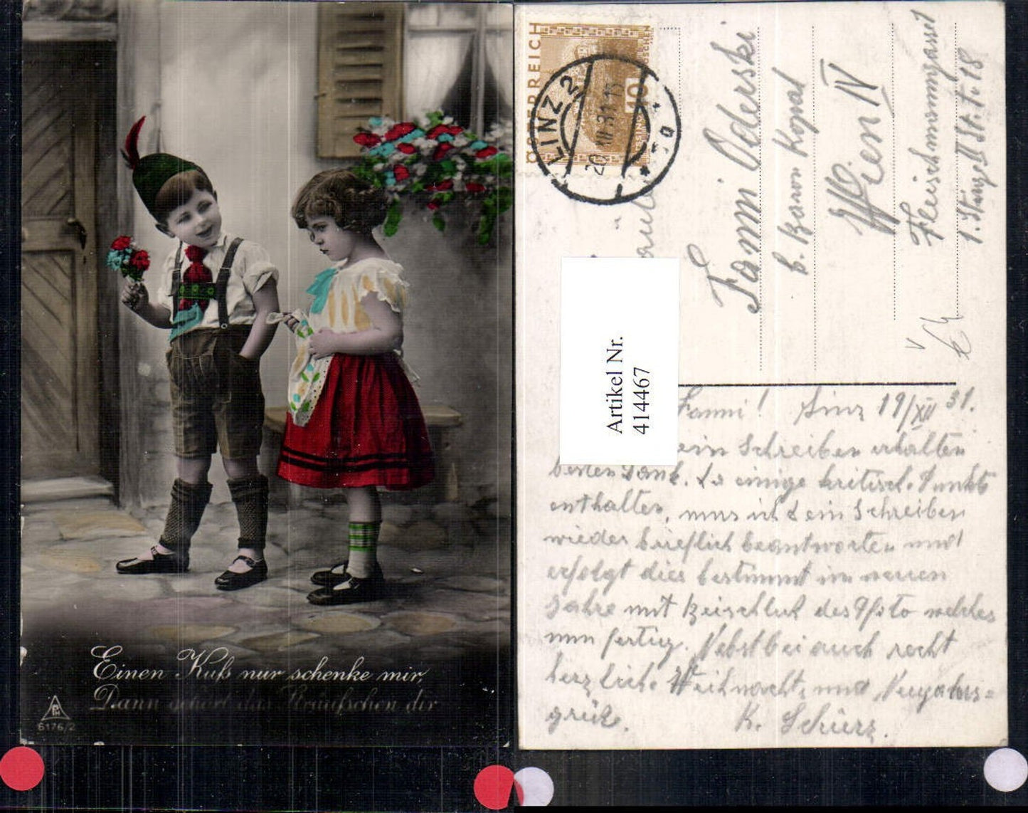 414467,Kinder Tracht Lederhose Blumen Einen Kuss nur schenke mir pub Photochemie 6176/2