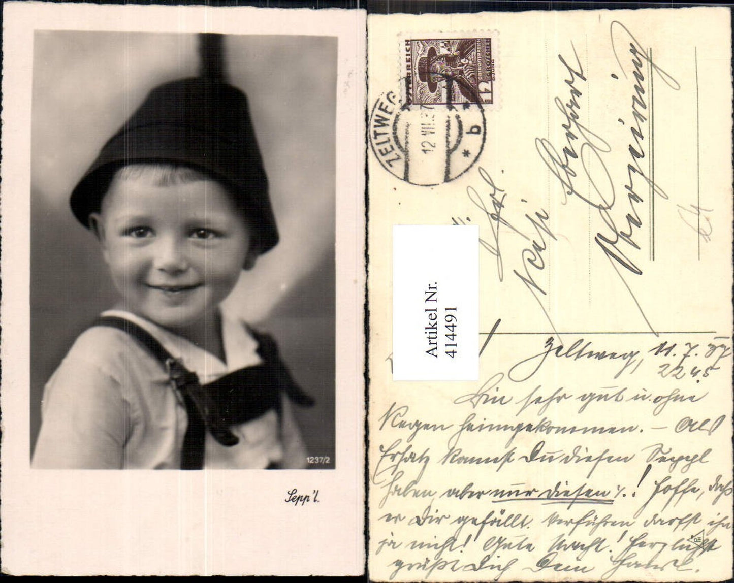 414491,Foto Ak Kind Seppl Bub Junge Hut Lederhose Hosenträger Portrait pub Photochemie 1327/2