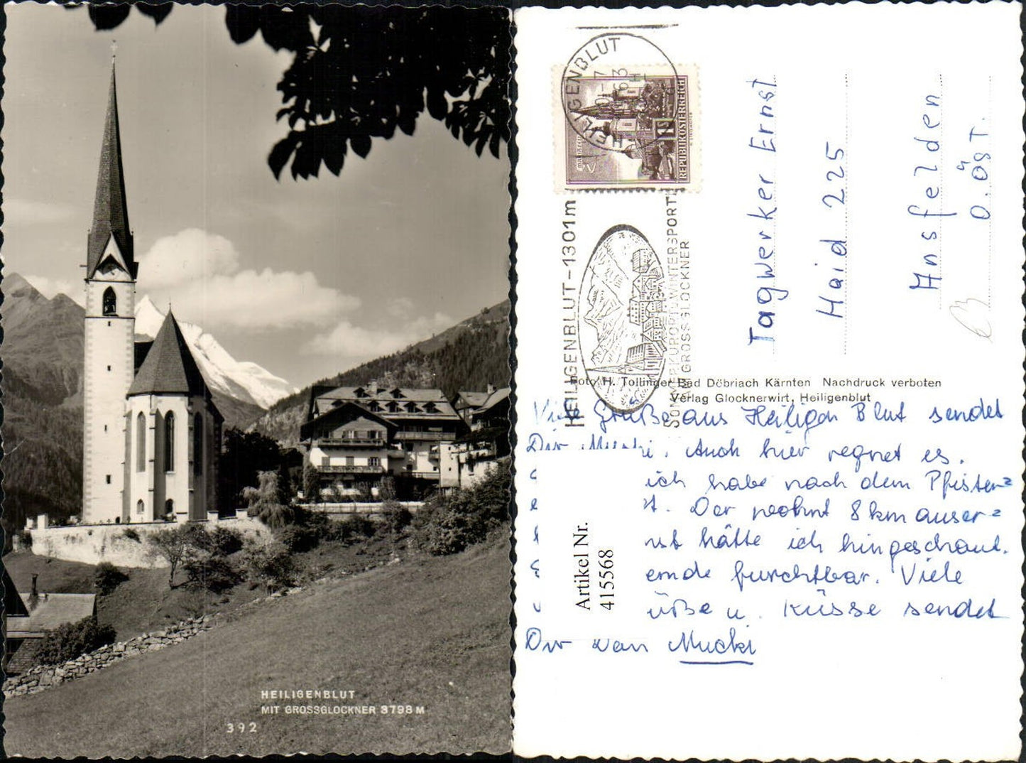 415568,Heiligenblut Kirche m. Großglockner Bergkulisse