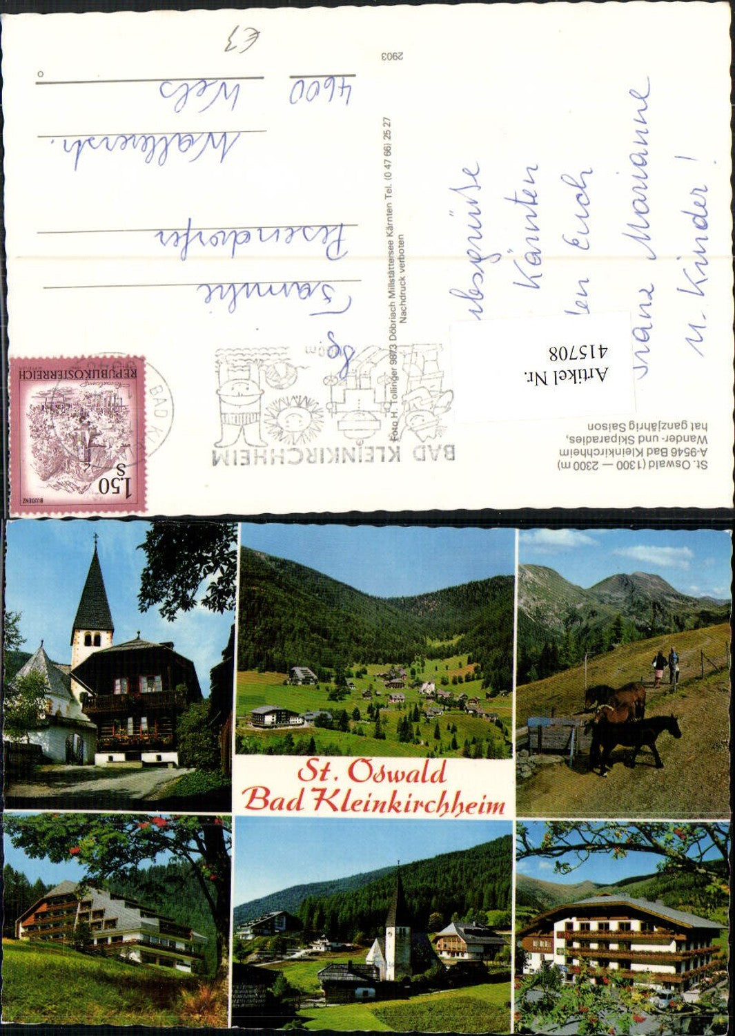 415708,Bad Kleinkirchheim St. Oswald Totale Kirche Ponys Mehrbildkarte