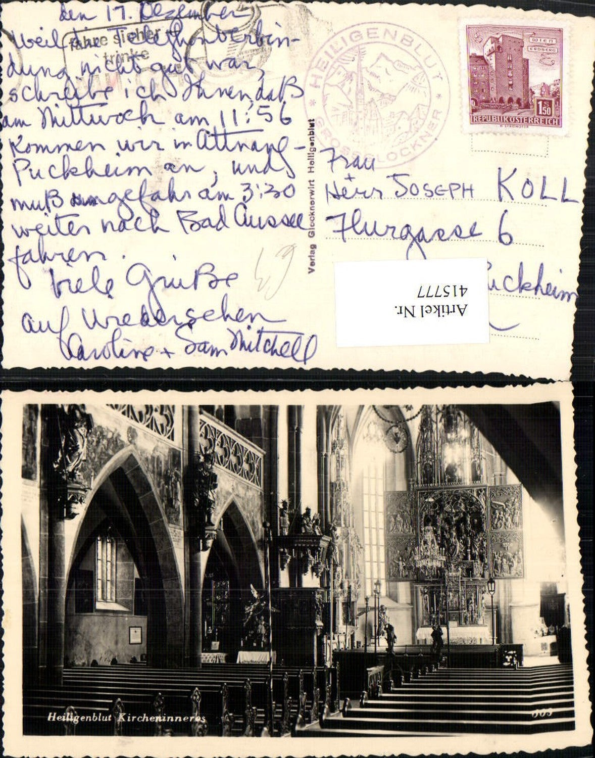415777,Heiligenblut Kirche Innenansicht Kanzel Altar