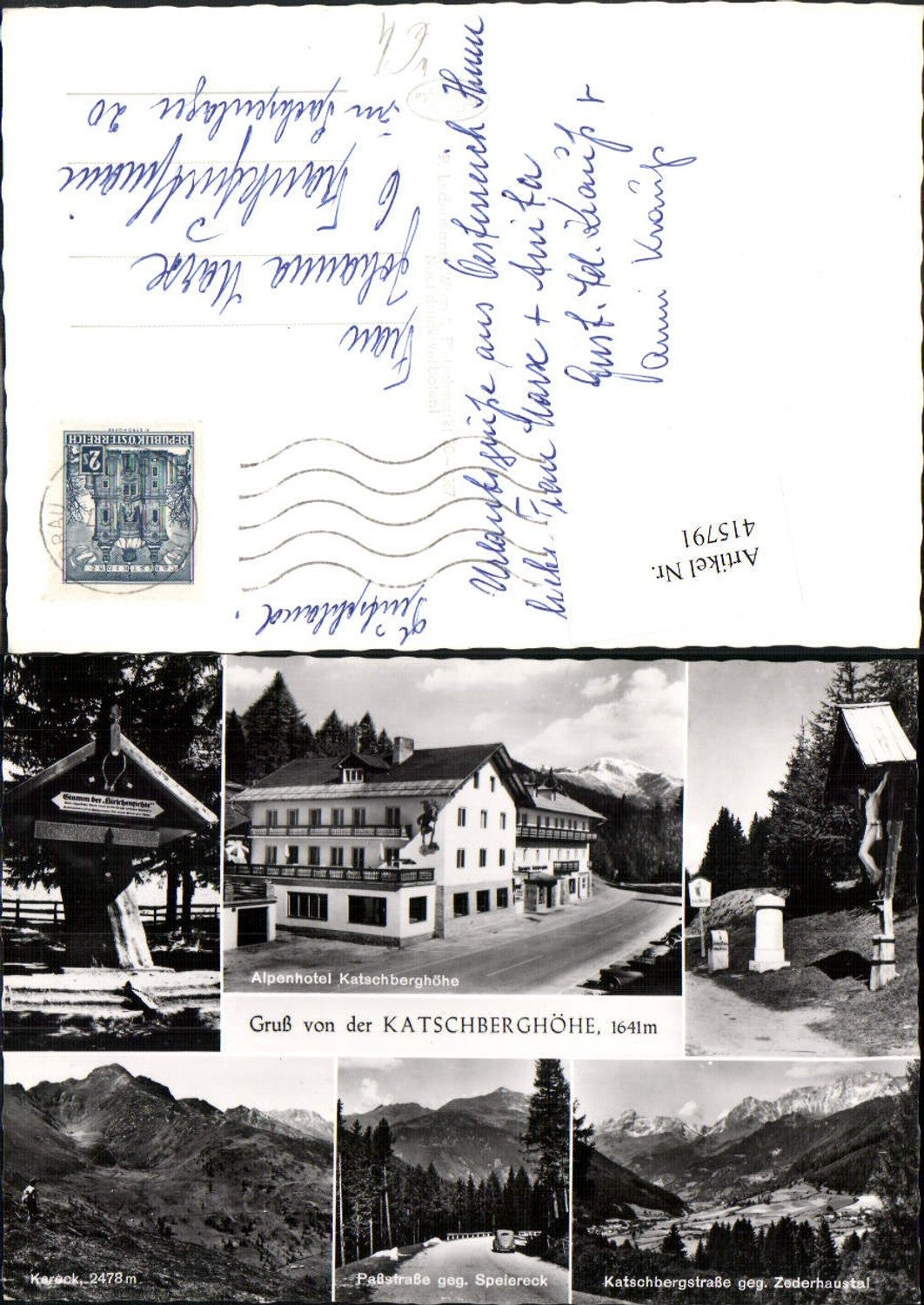 415791,Katschberghöhe b. Rennweg Alpenhotel Passstraße Wegkreuz Mehrbildkarte