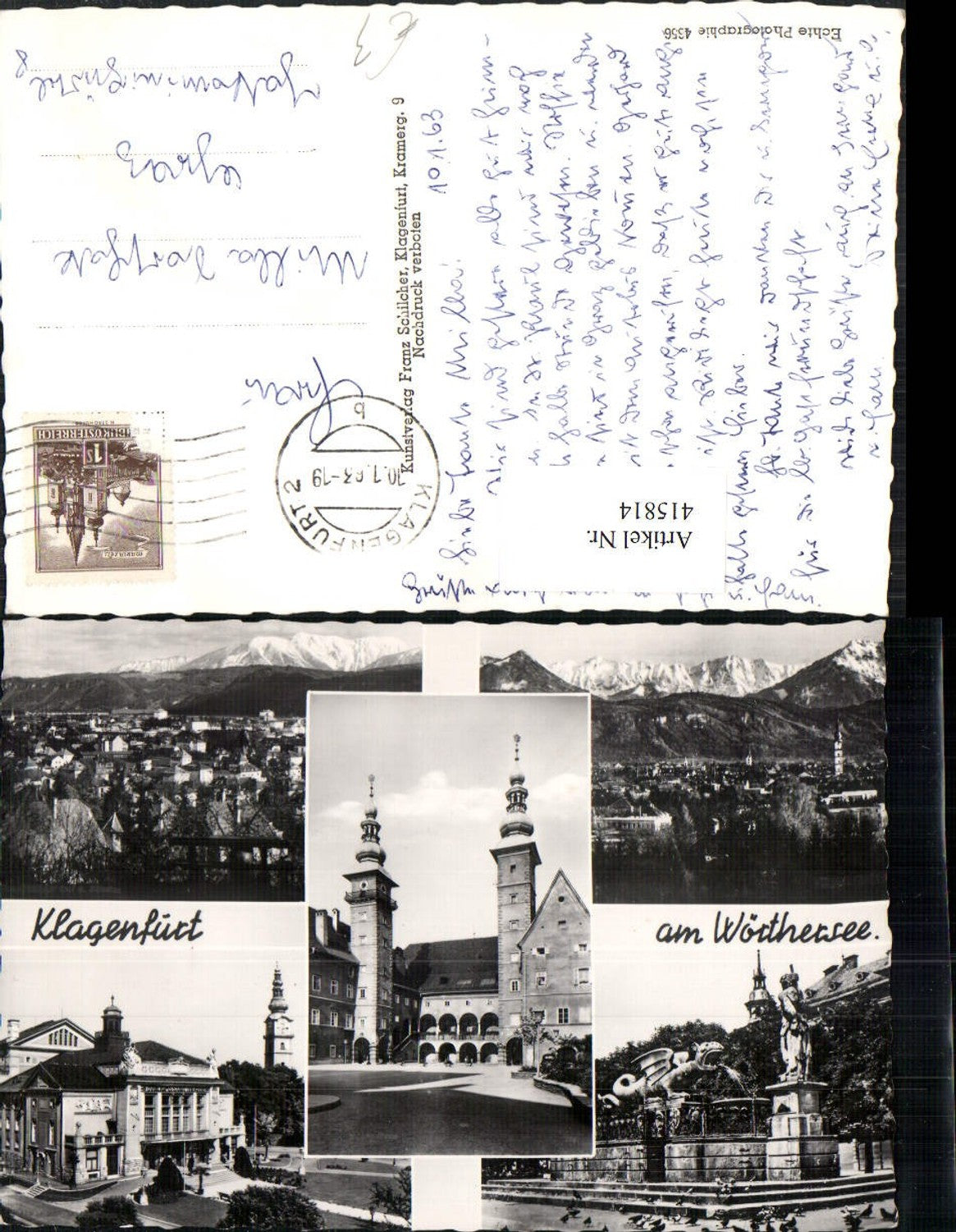 415814,Klagenfurt Totale Lindwurm-Denkmal Landhaus Mehrbildkarte