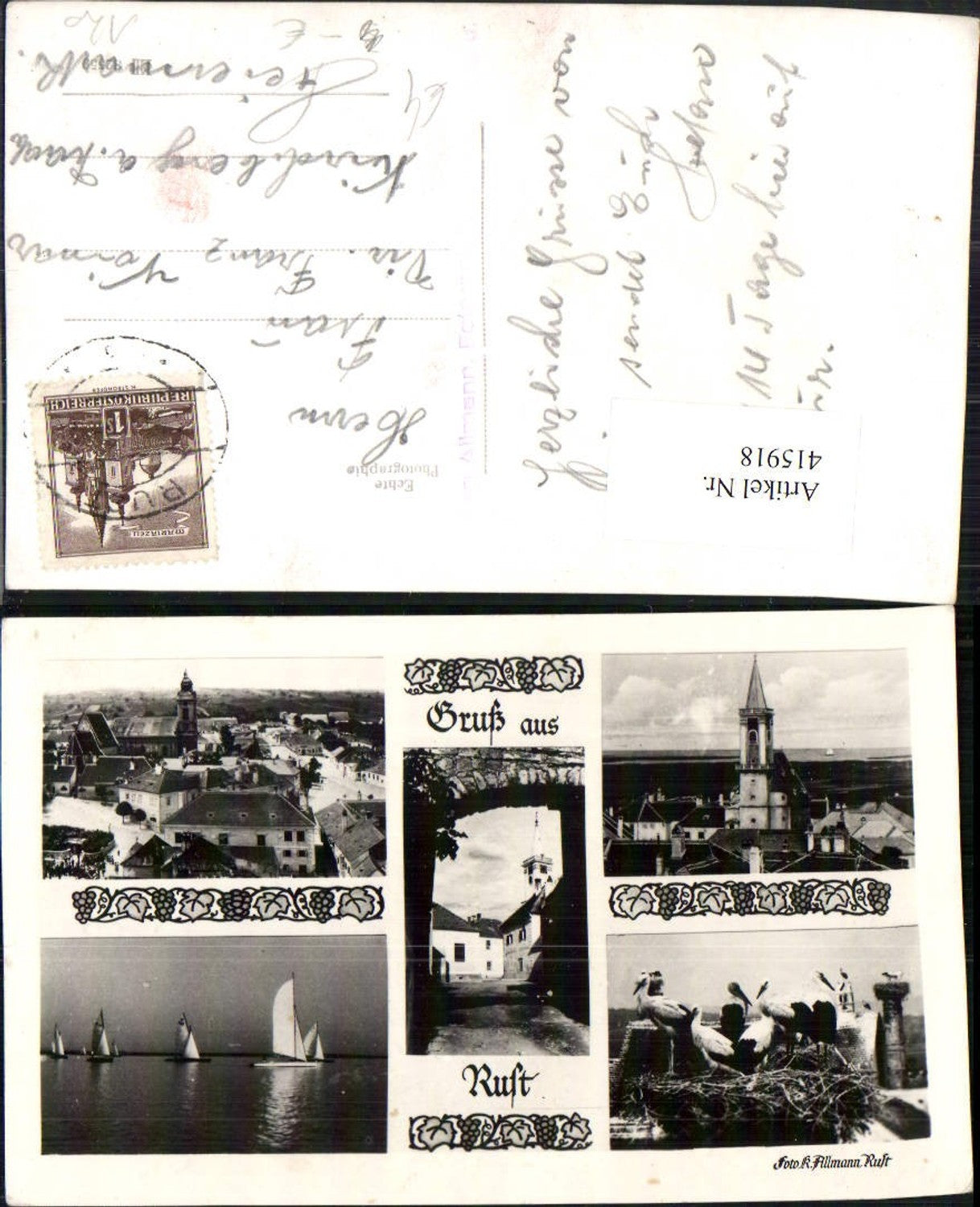 415918,Rust Totale Kirche Störche Nest Segelboote Mehrbildkarte