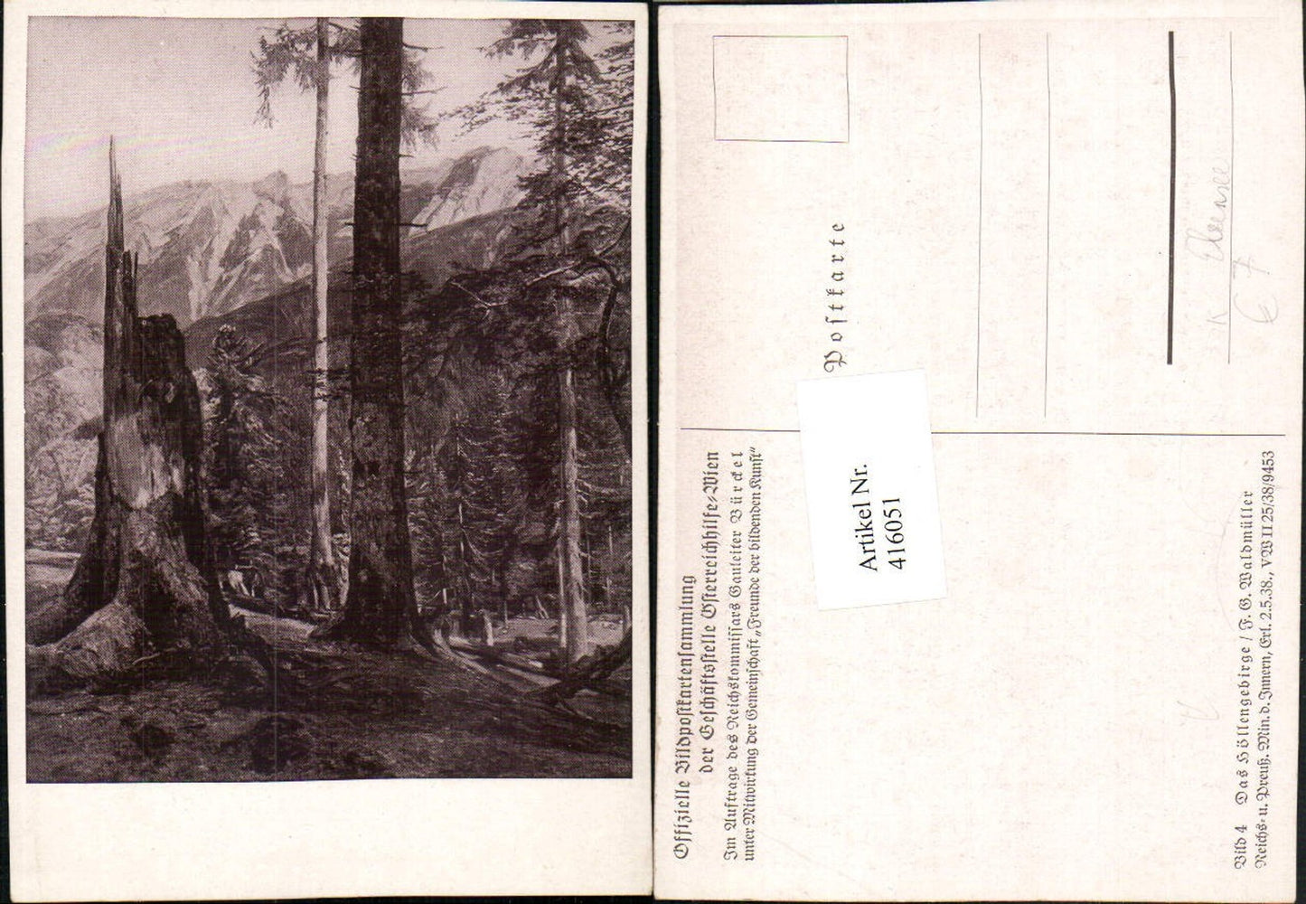 416051,Künstler AK F. Waldmüller Höllengebirge b. Ebensee Bergkulisse