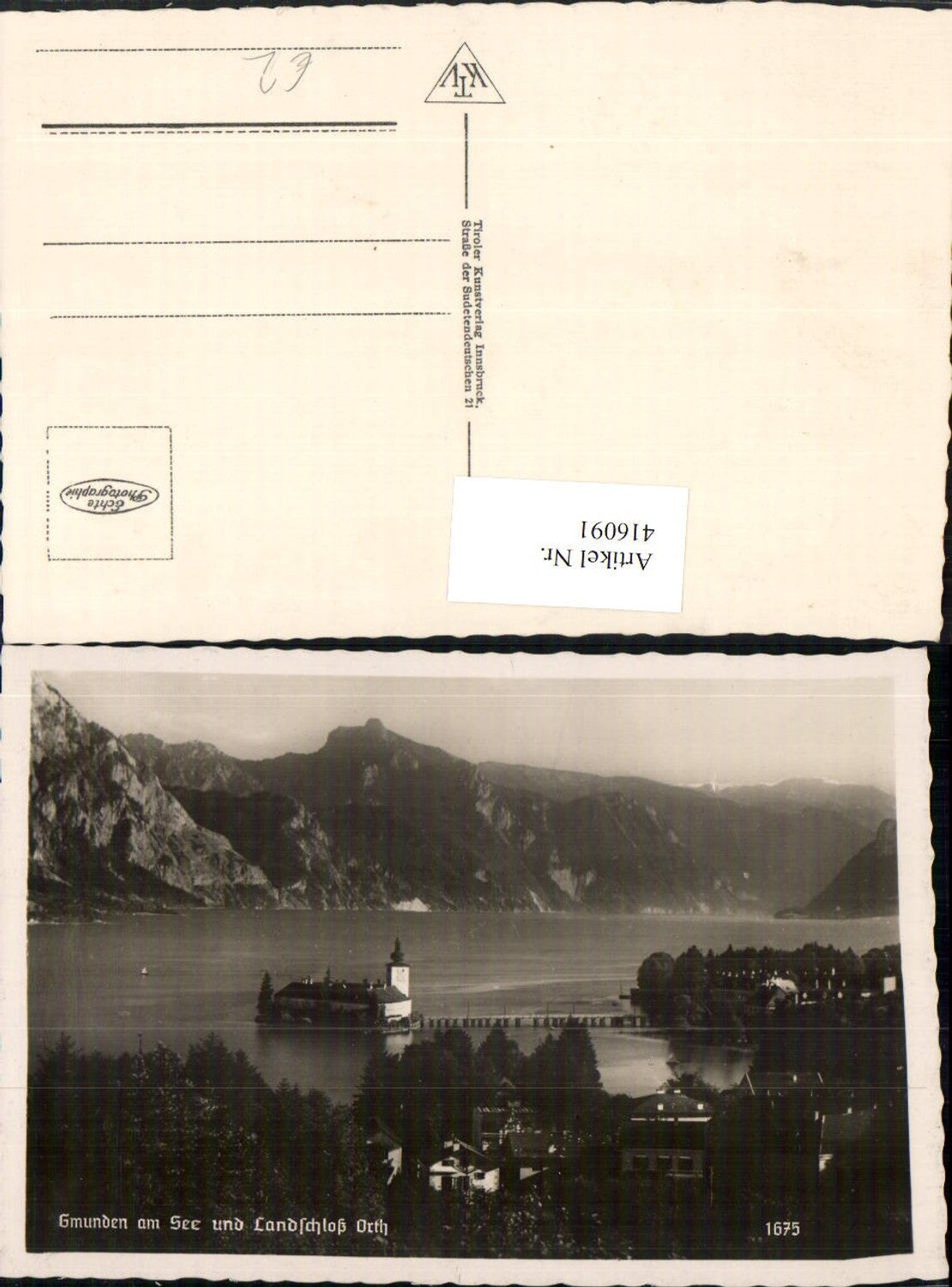 416091,Gmunden am See Teilansicht m. Landschloss Ort Orth Bergkulisse