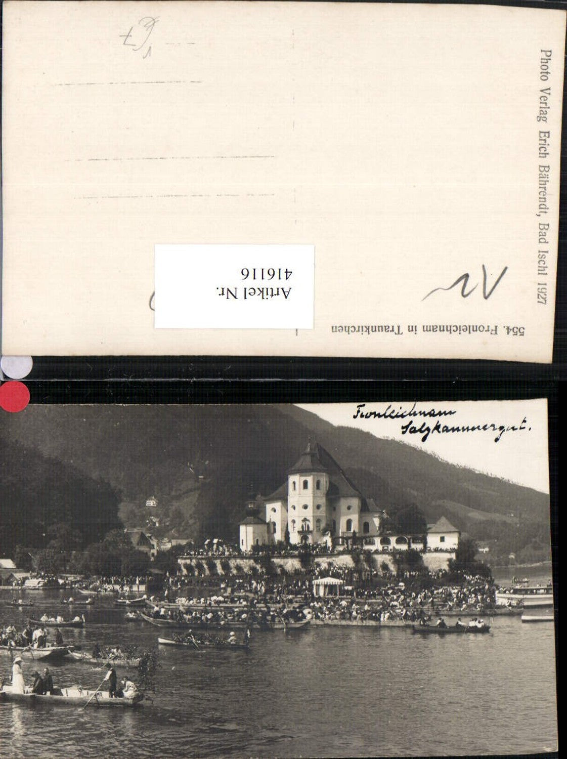 416116,Traunkirchen Kirche Fronleichnamsprozession Boote pub Foto Erich Bährendt