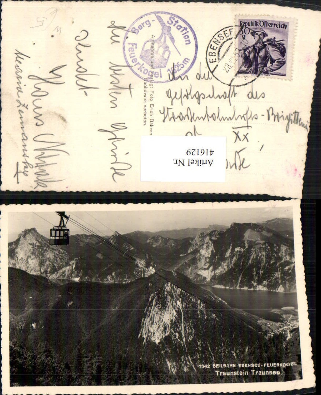 416129,Seilbahn Ebensee Feuerkogel m. Traunstein Bergkulisse