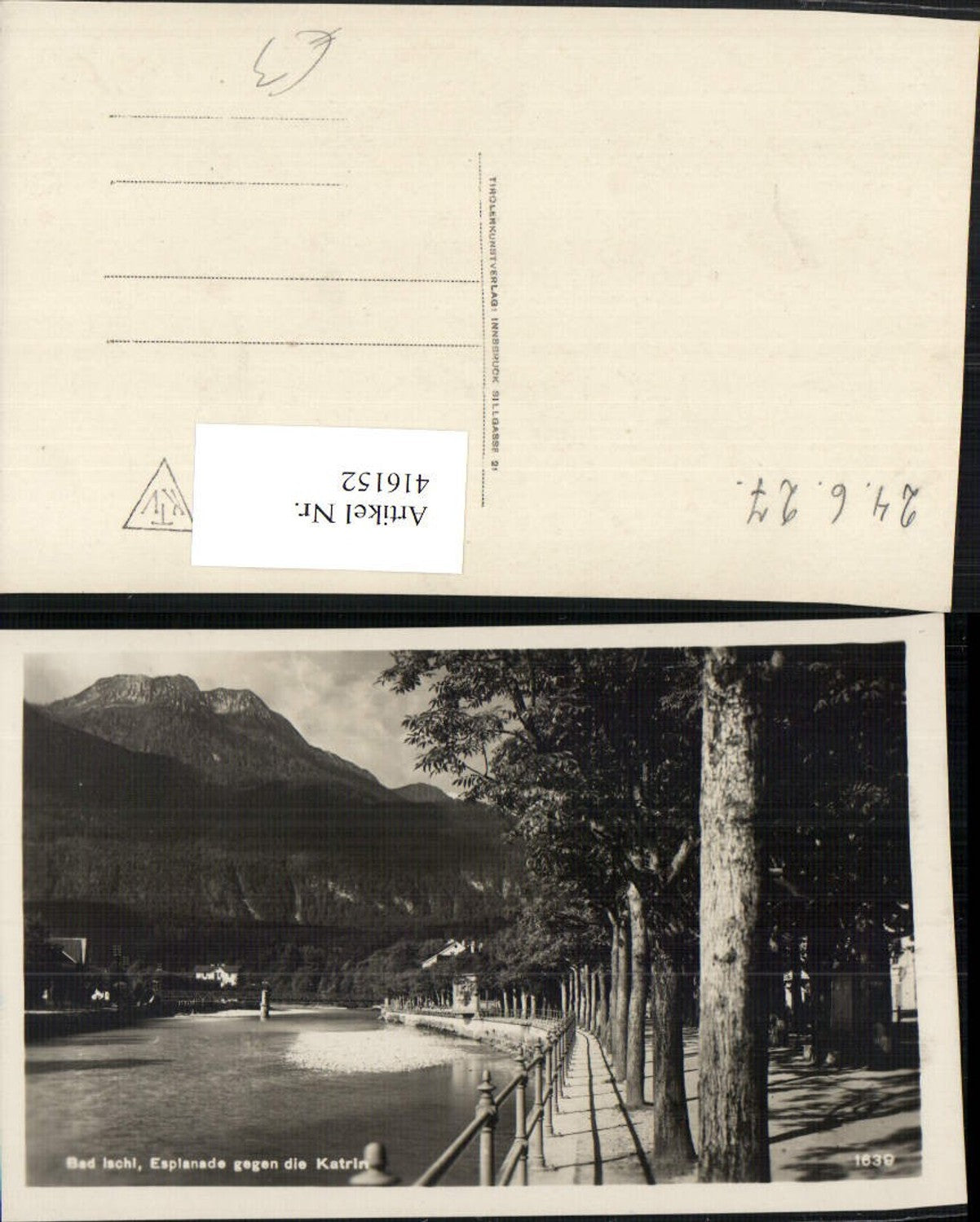 416152,Bad Ischl Esplanade Fluss geg. Katrin Bergkulisse